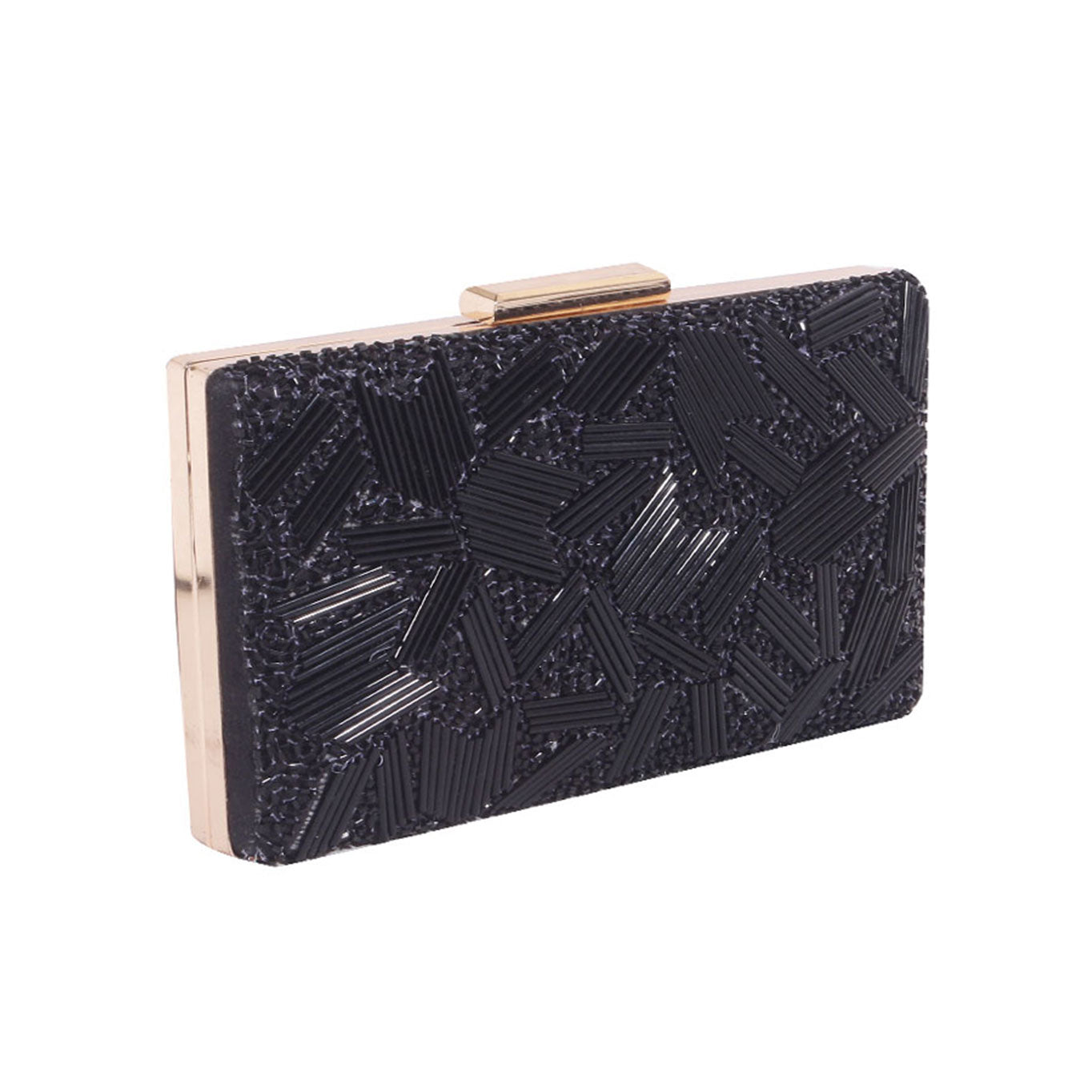 Black Cutdana Work Rectunglar Clutch Bag For Women And Girl
