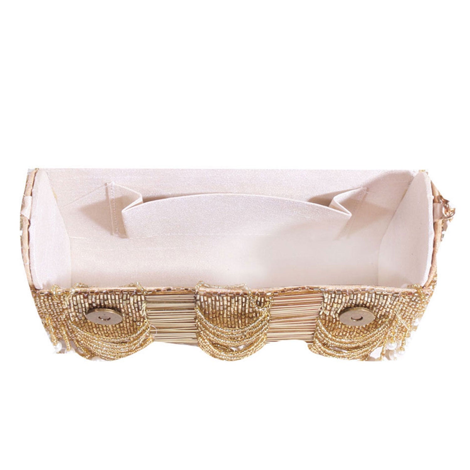 Stylish Allover Golden Work Flap Clutch Bag For Party , Wedding