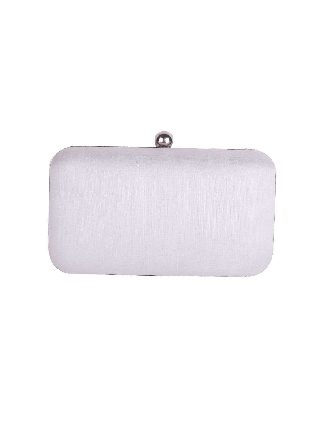 White pearl embroidered clutch bag