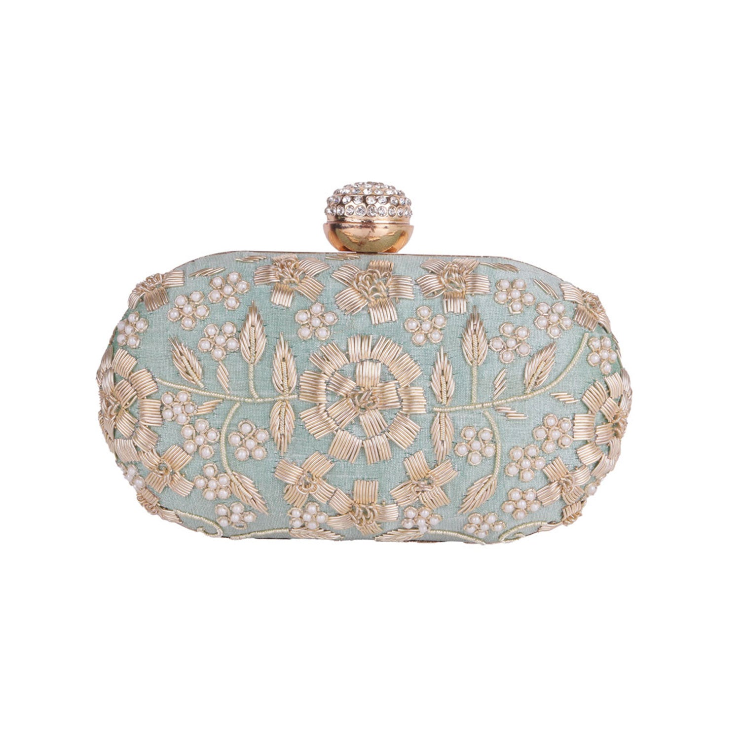 Swisni mint green dabka clutch bag