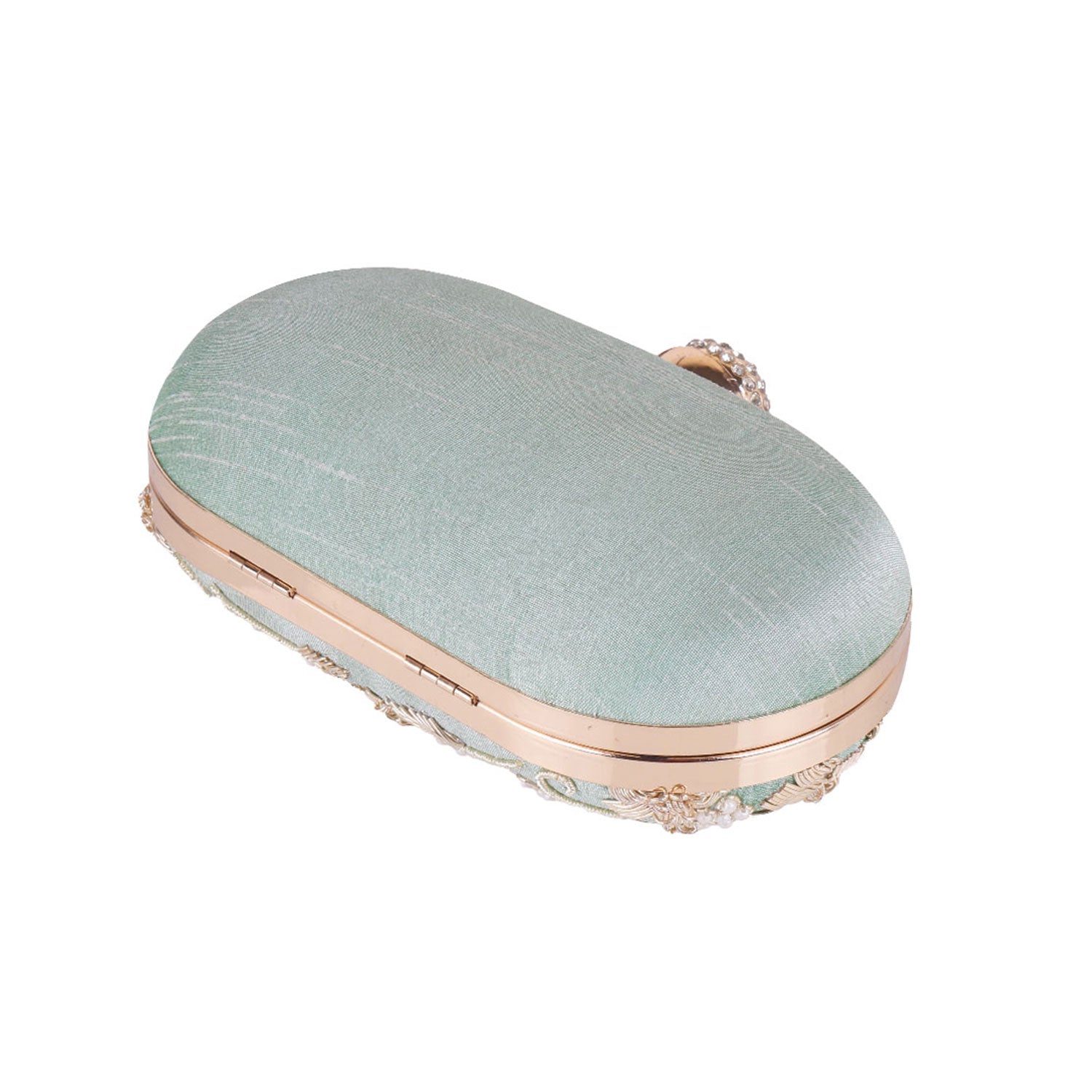 Swisni mint green dabka clutch bag