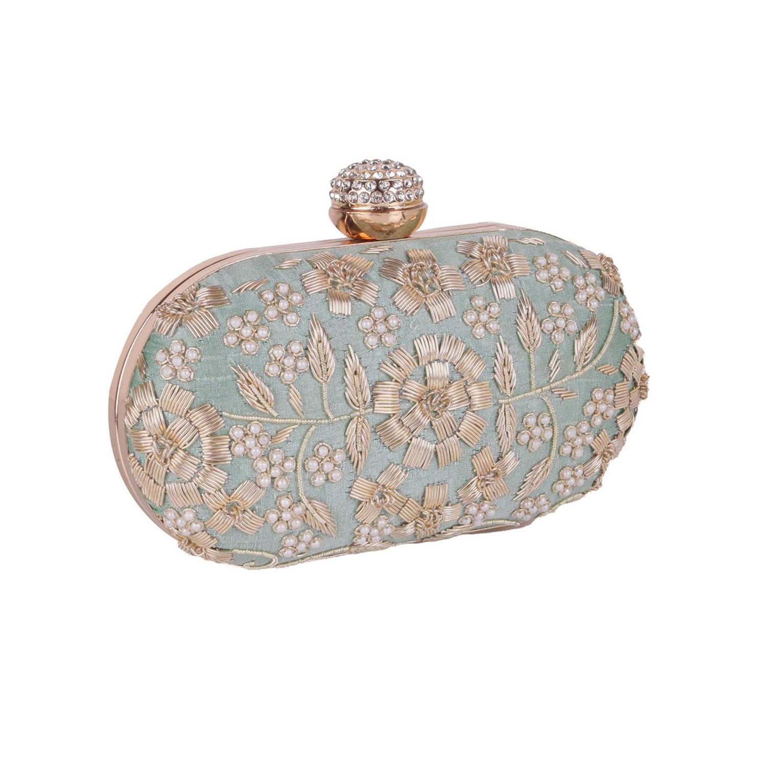 Swisni mint green dabka clutch bag