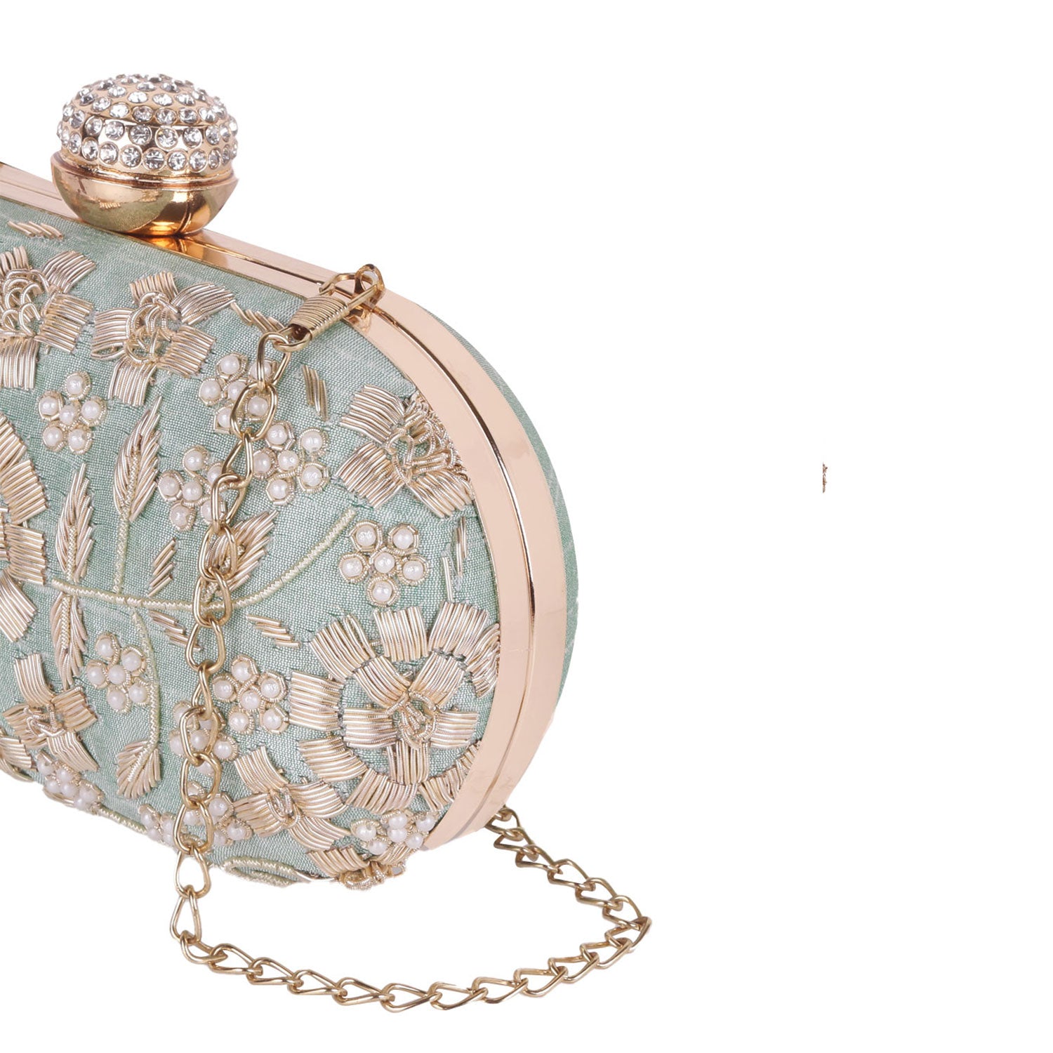 Swisni mint green dabka clutch bag