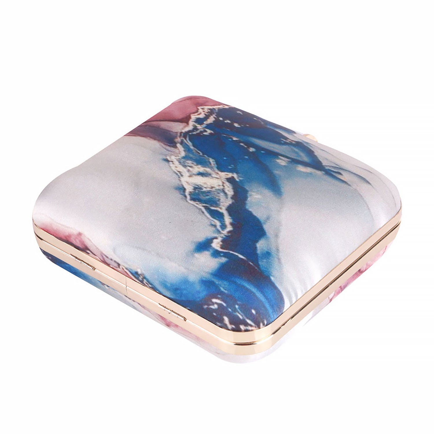 Abstract Satin Print Square Box Clutch for Women & Girls