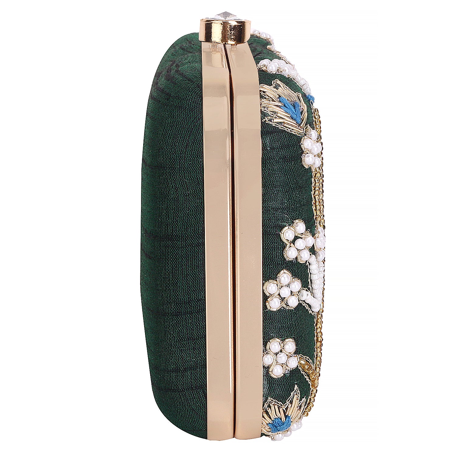 handmade embroidery emereld green clutch