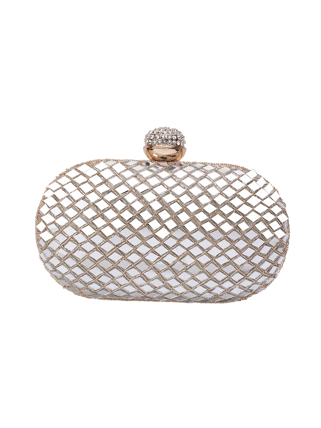 Sober mirror work oval for clutch women and girls