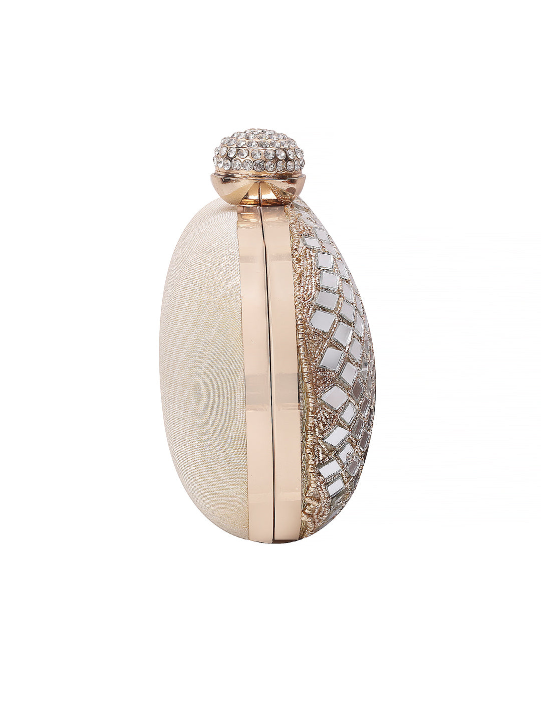 Sober mirror work oval for clutch women and girls