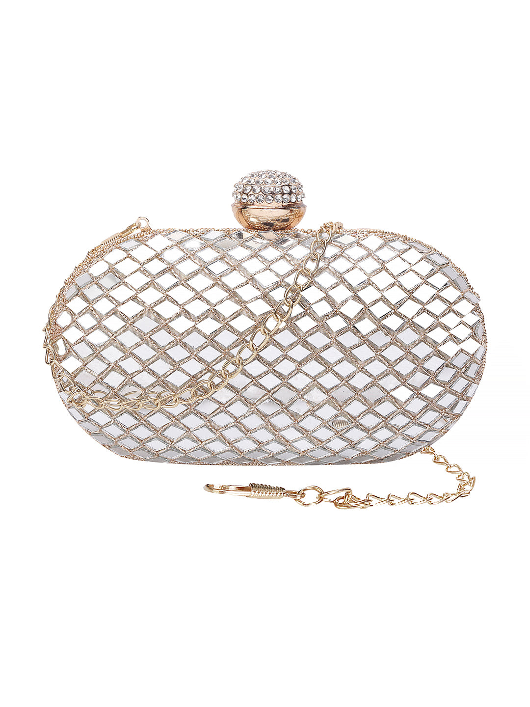 Sober mirror work oval for clutch women and girls