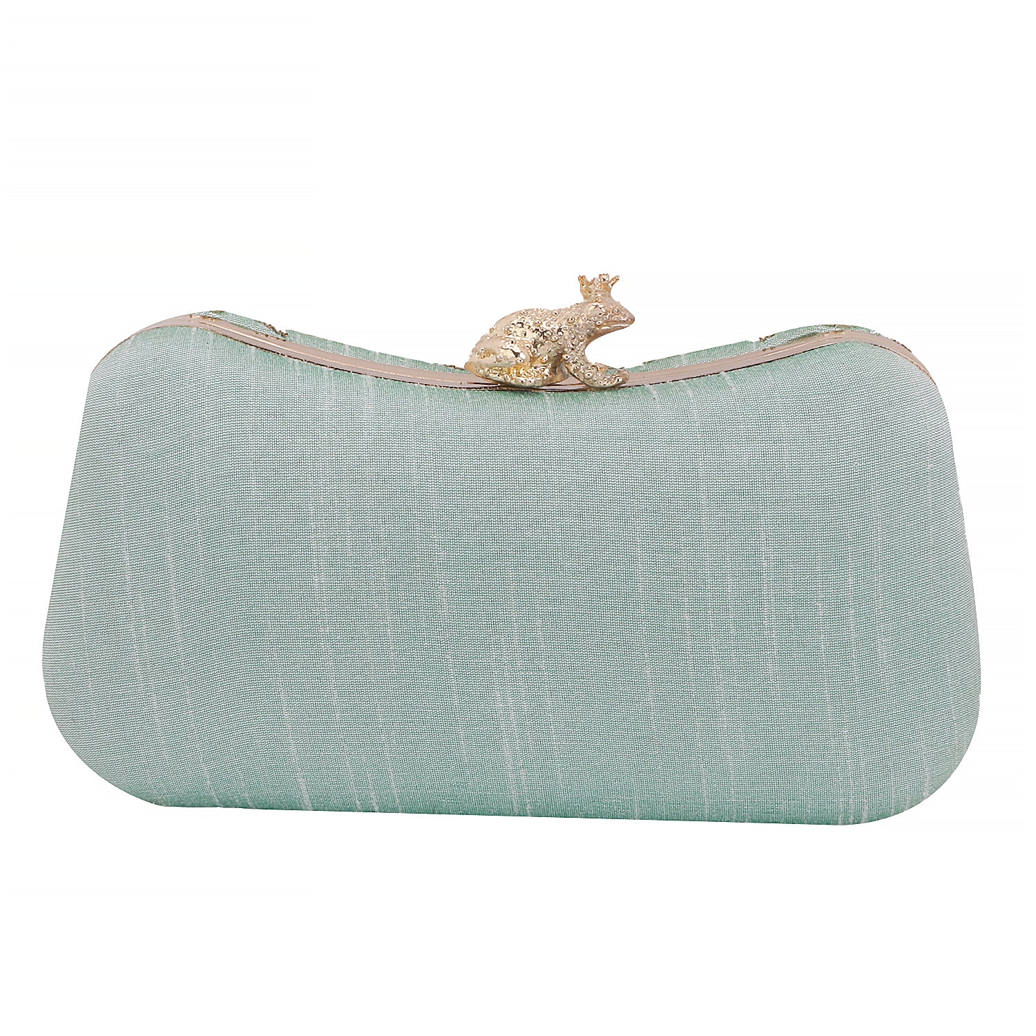 Zardosi Handwork Mint Green Frop Closure Clutch