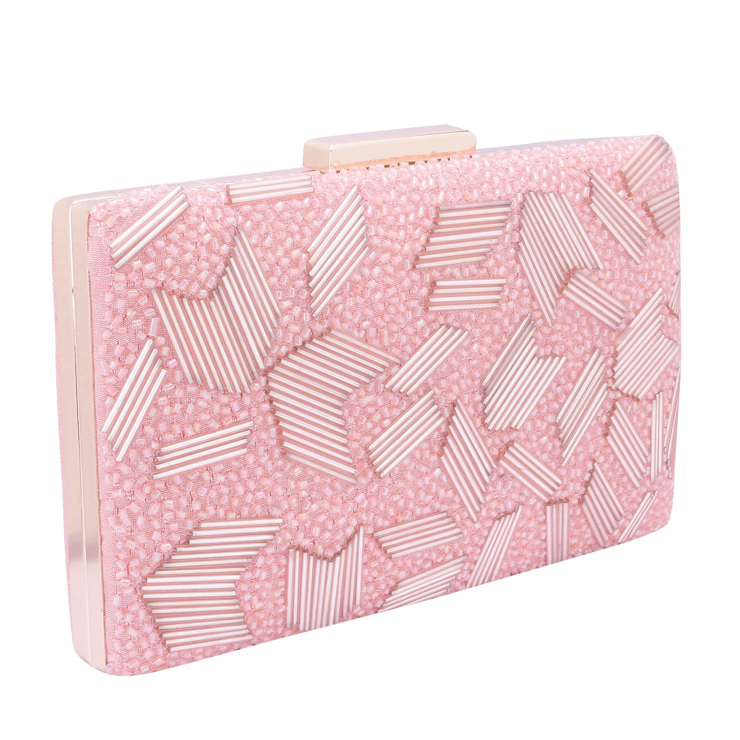 peach embroidered clutch