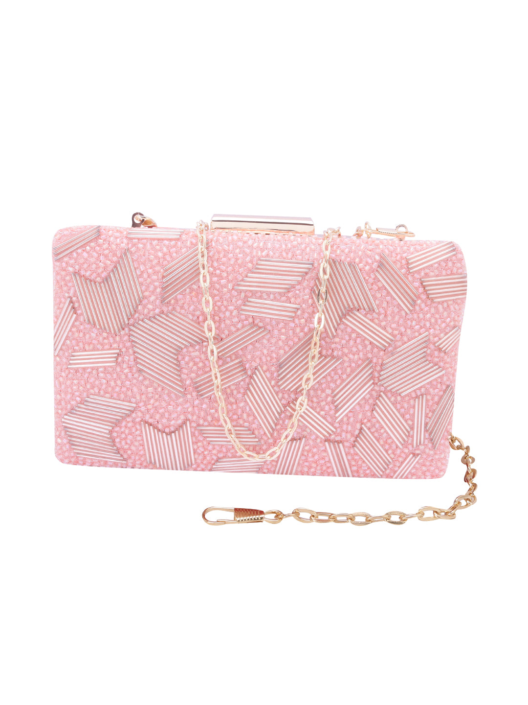 peach embroidered clutch