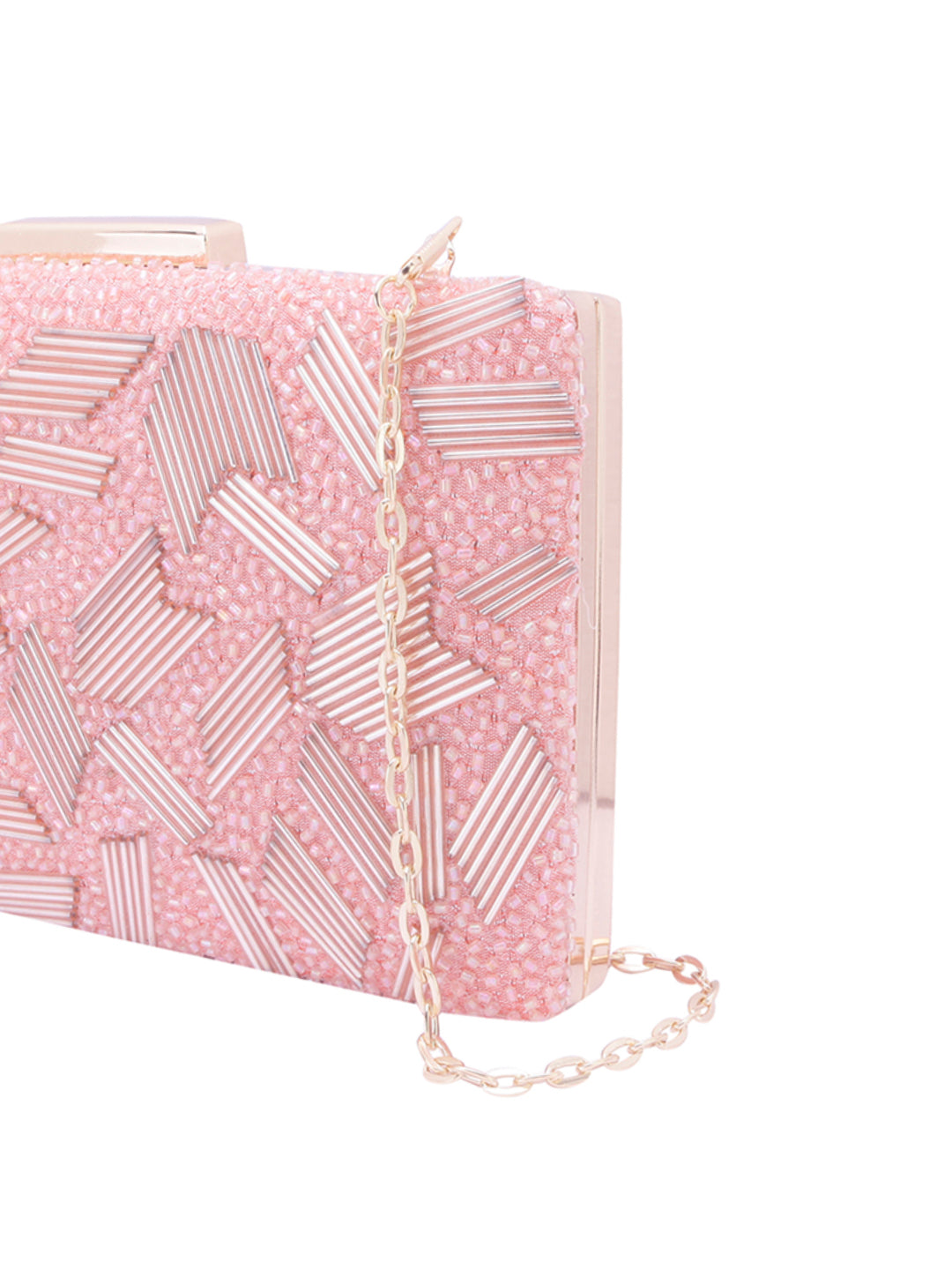 peach embroidered clutch