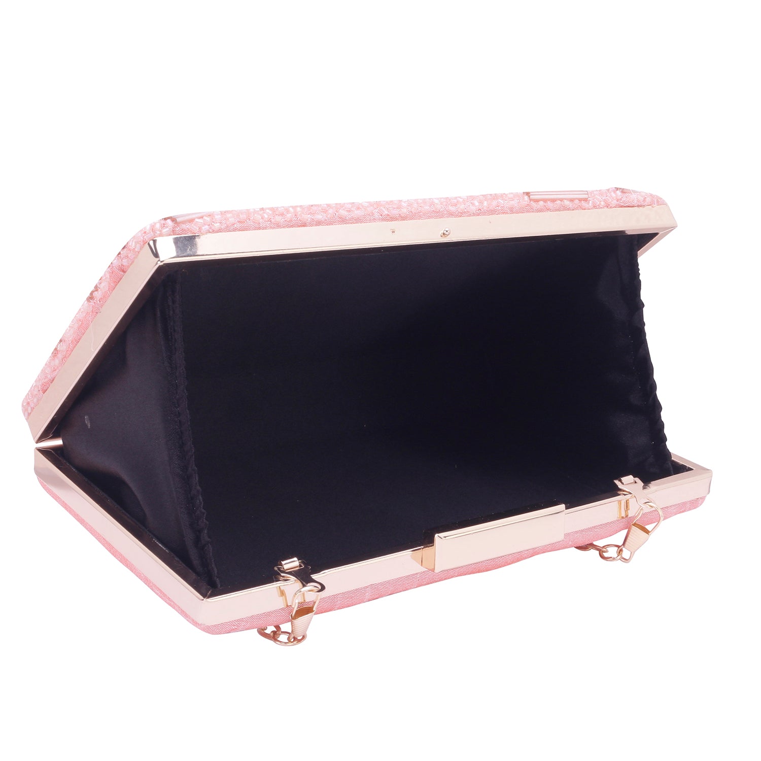 peach embroidered clutch