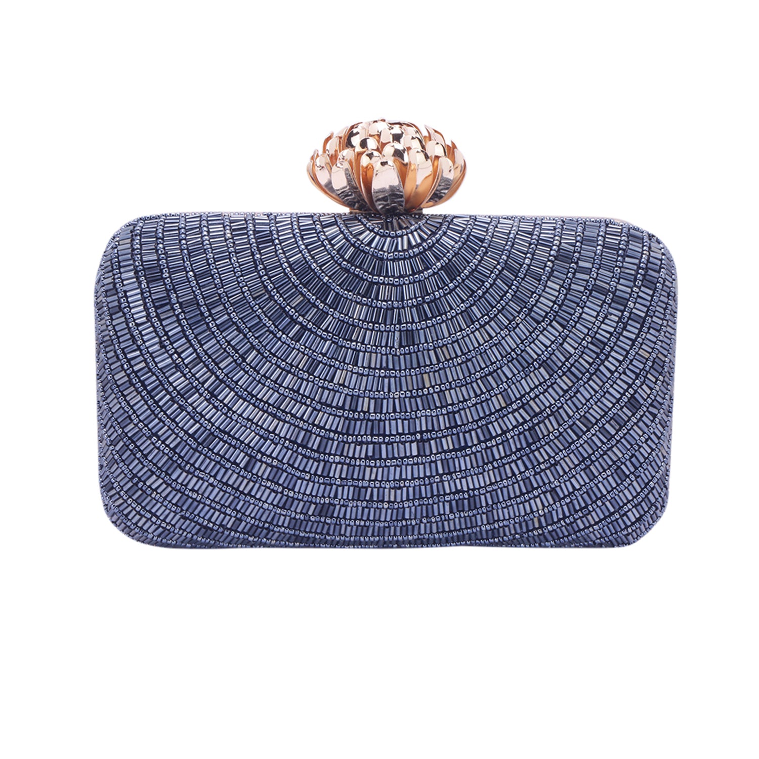 navy bue embroidred clutch