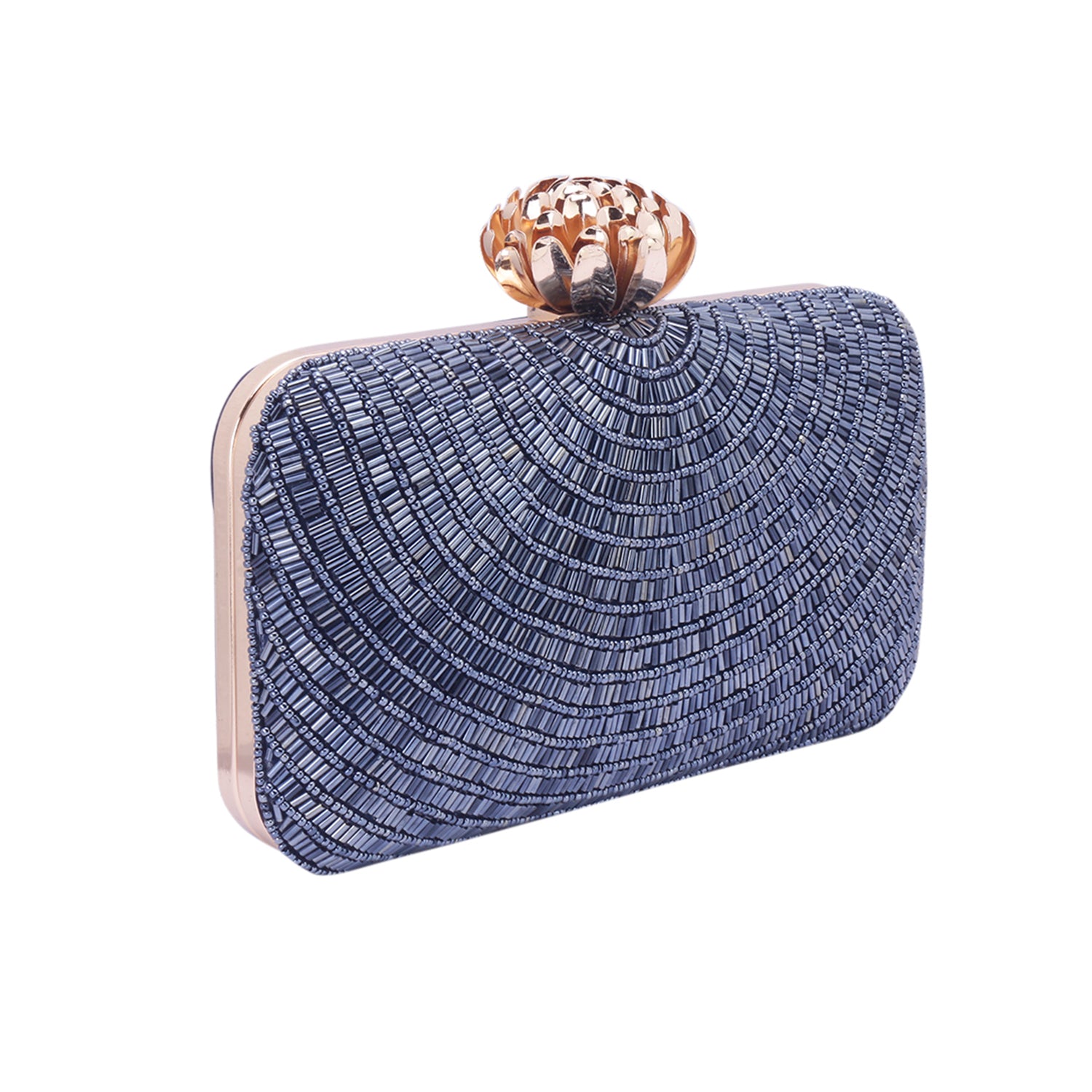 navy bue embroidred clutch