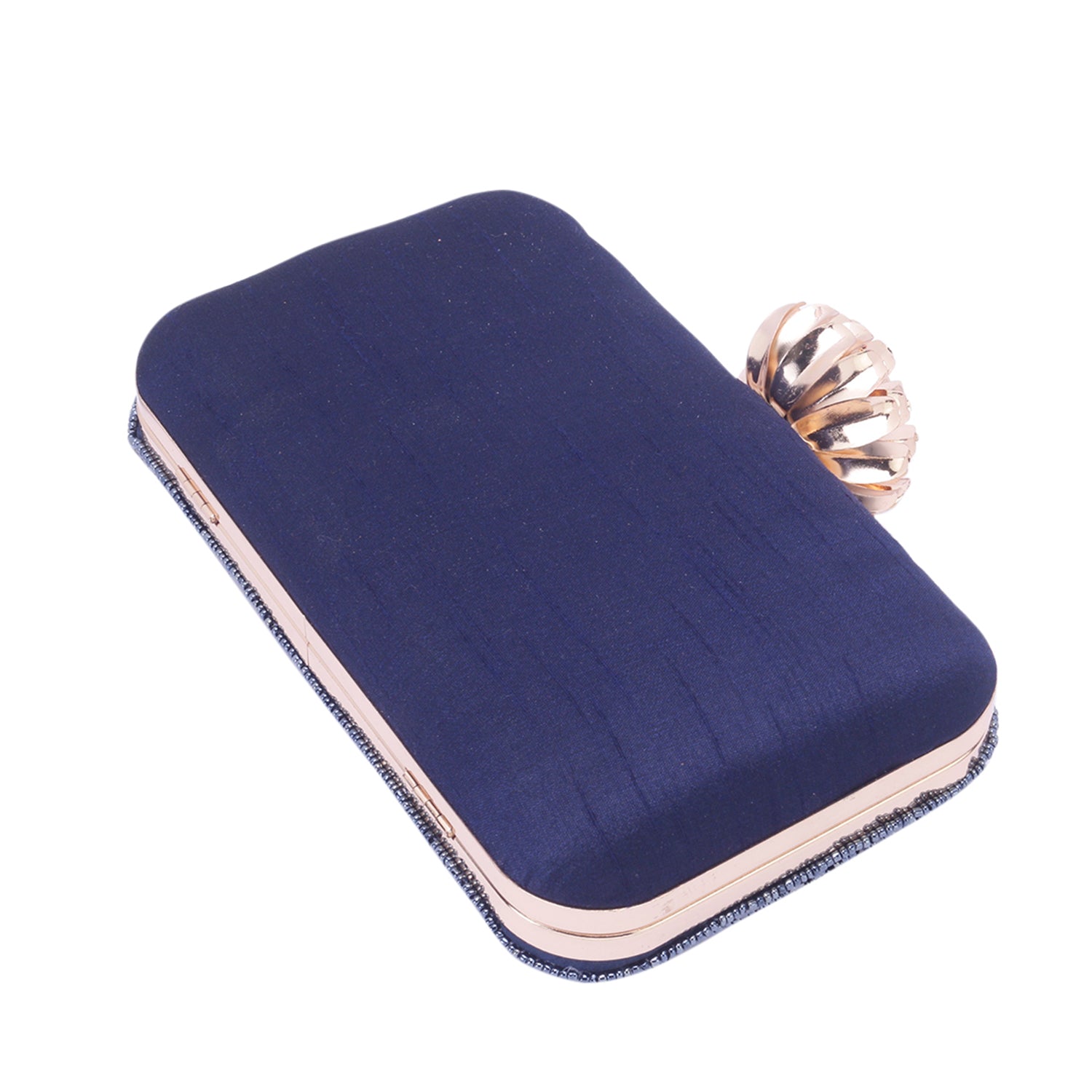 navy bue embroidred clutch