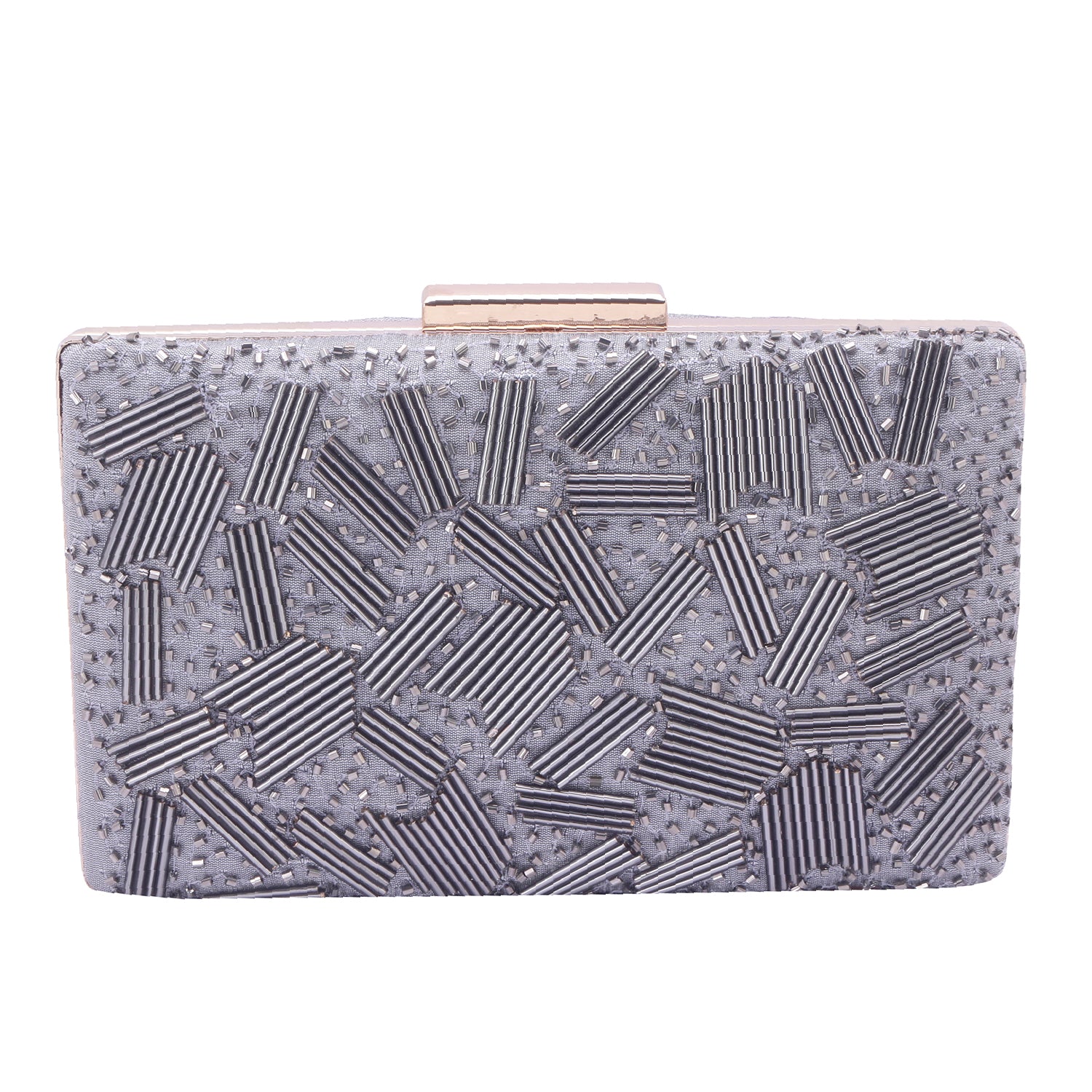grey embroidered clutch