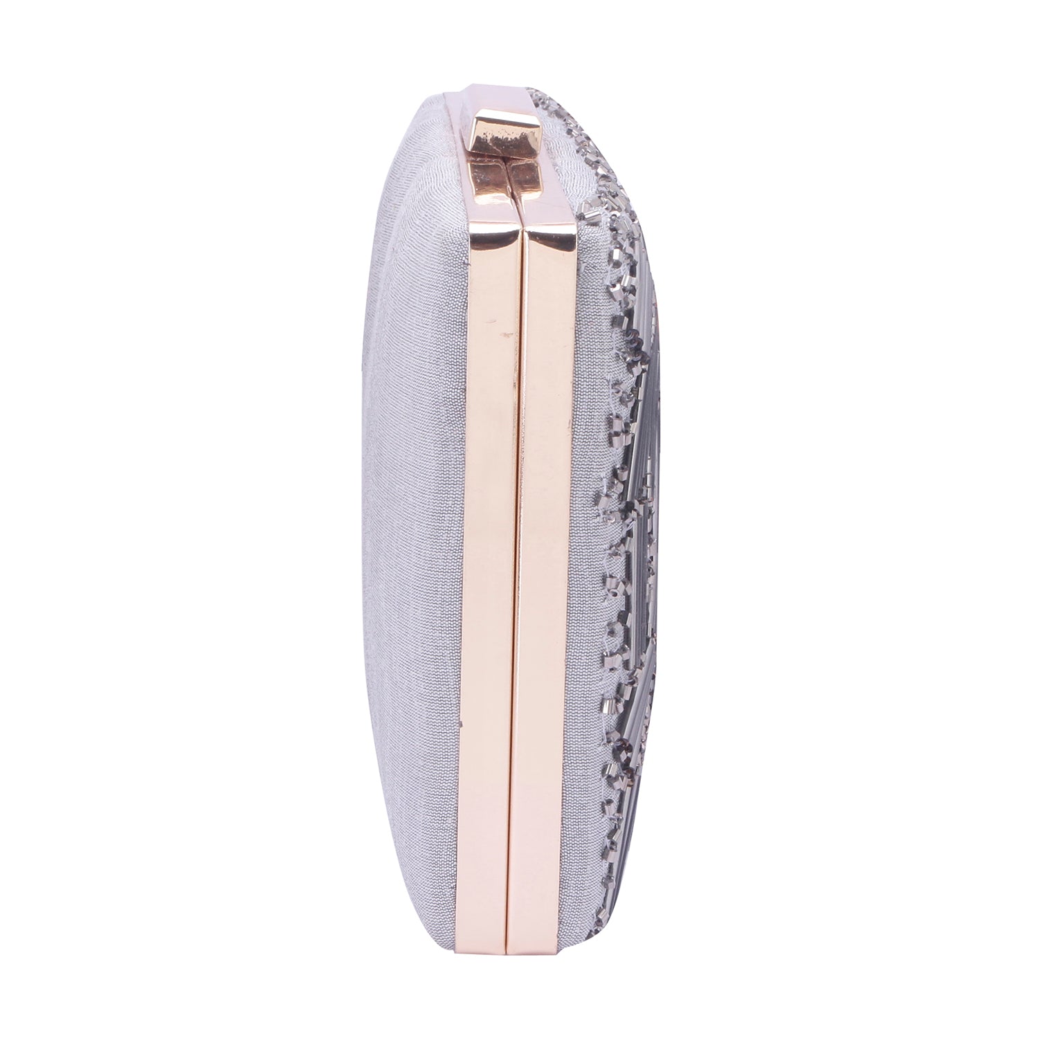 grey embroidered clutch