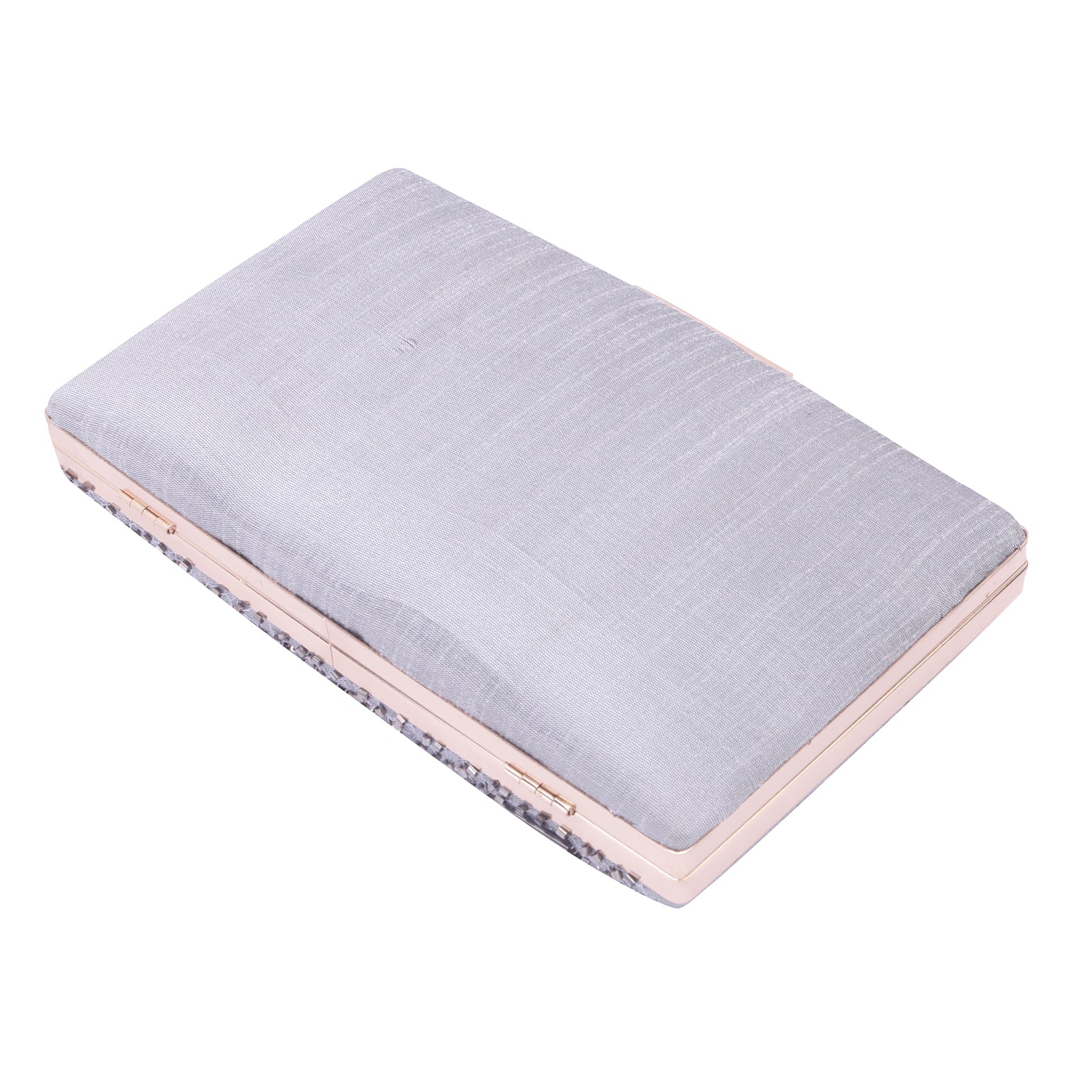 grey embroidered clutch