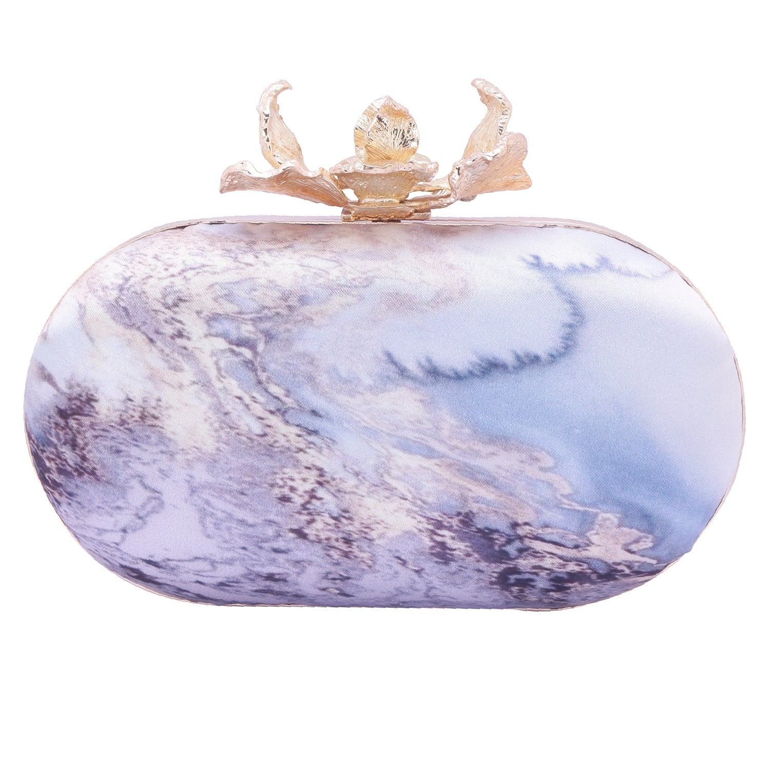 printed oval clutch