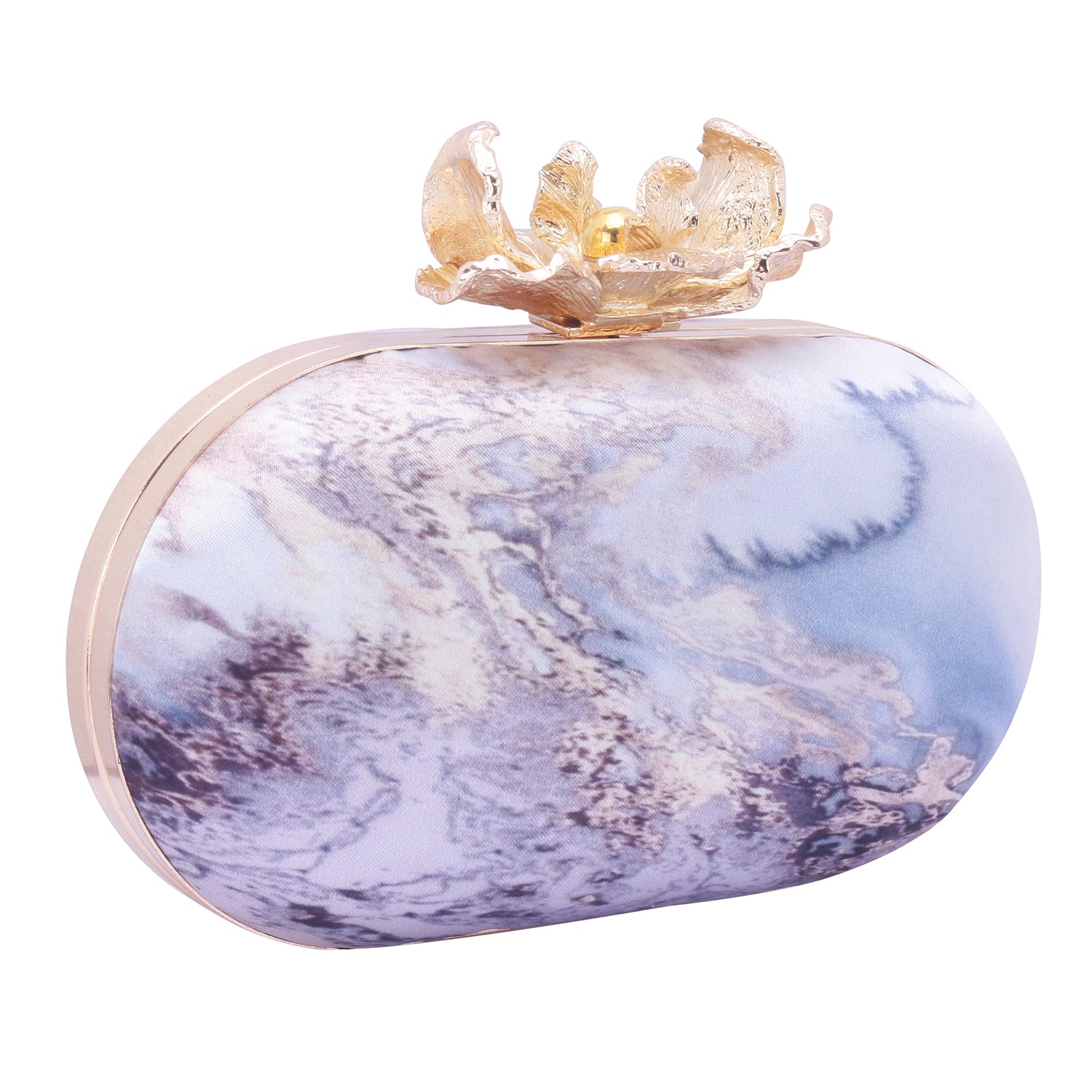 printed oval clutch