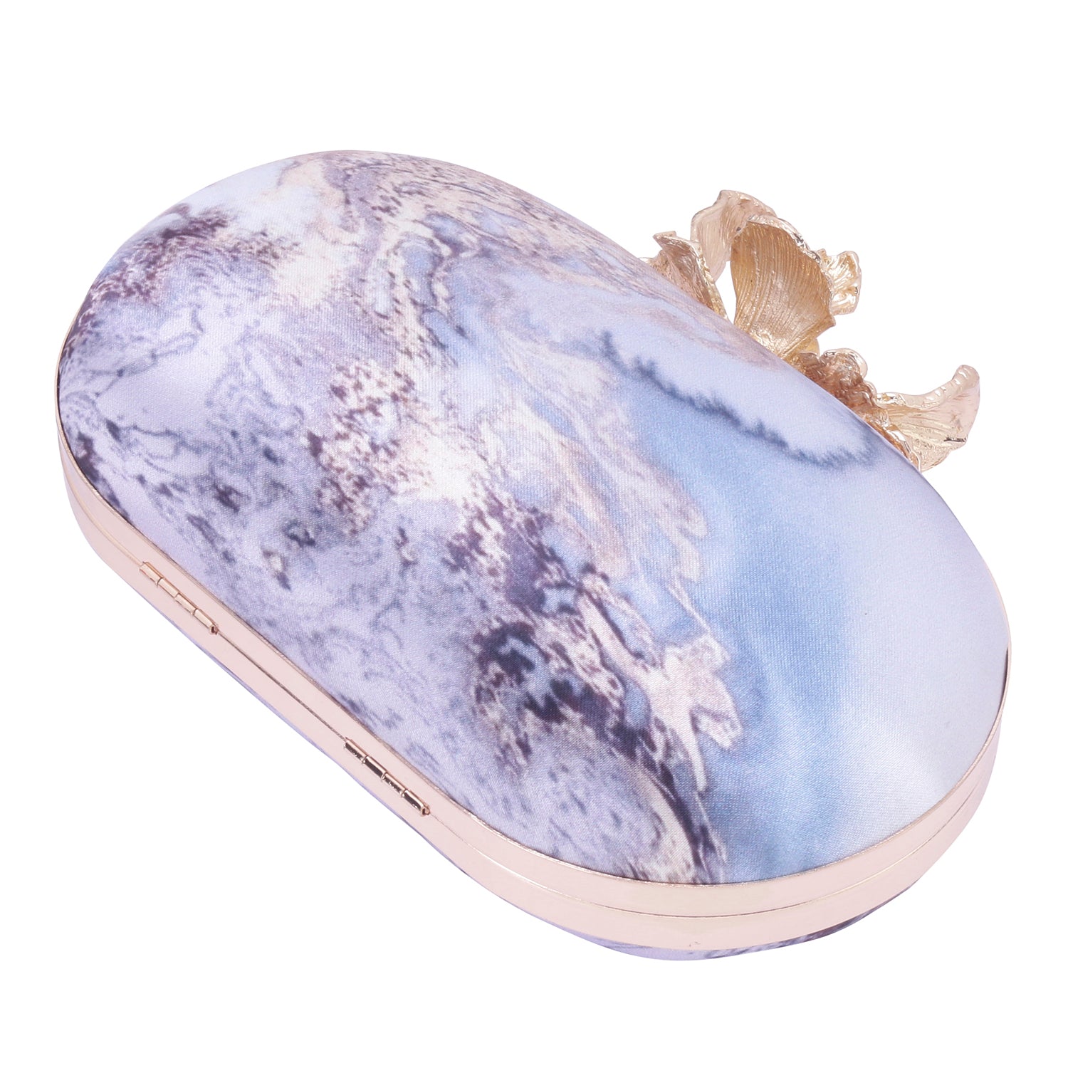 printed oval clutch