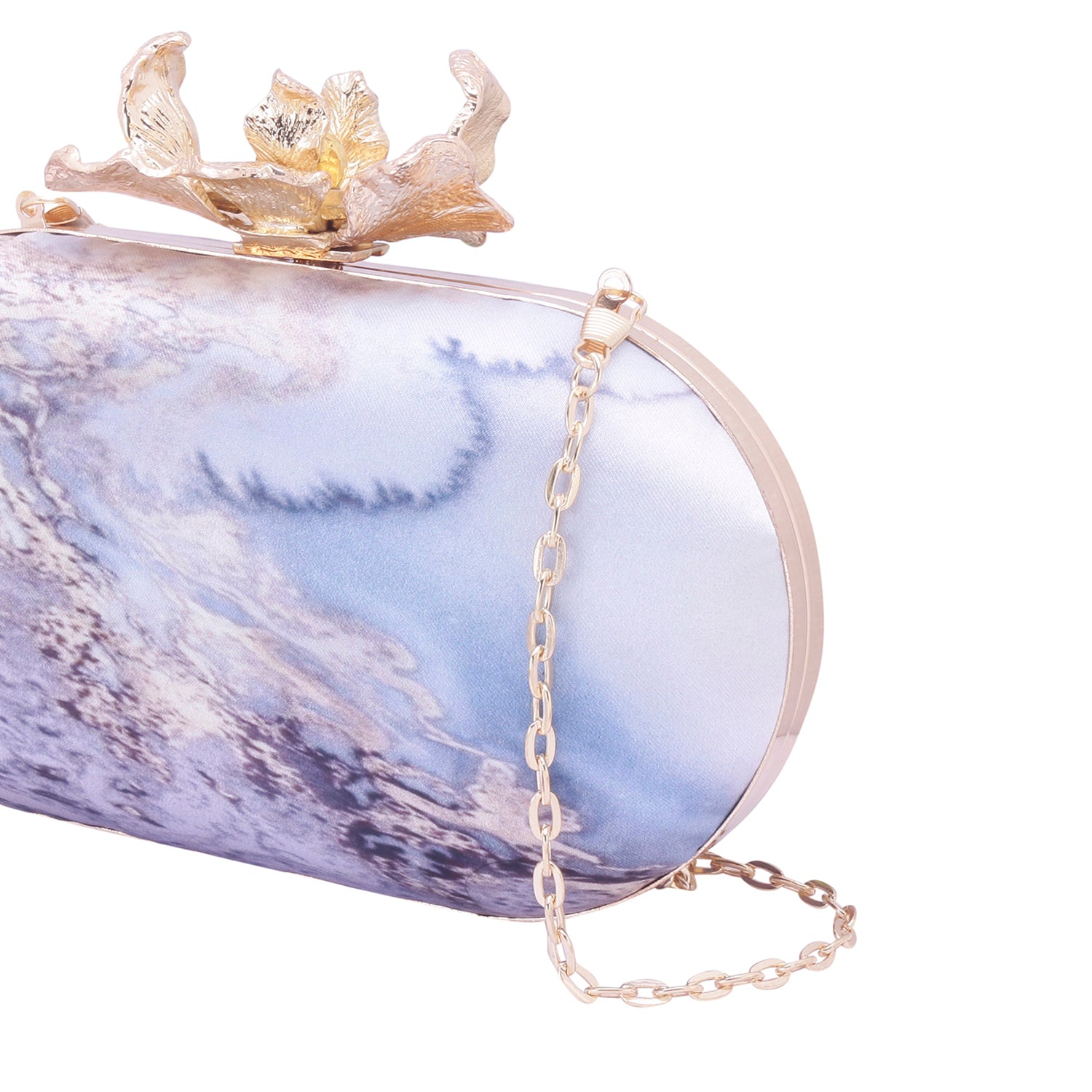 printed oval clutch