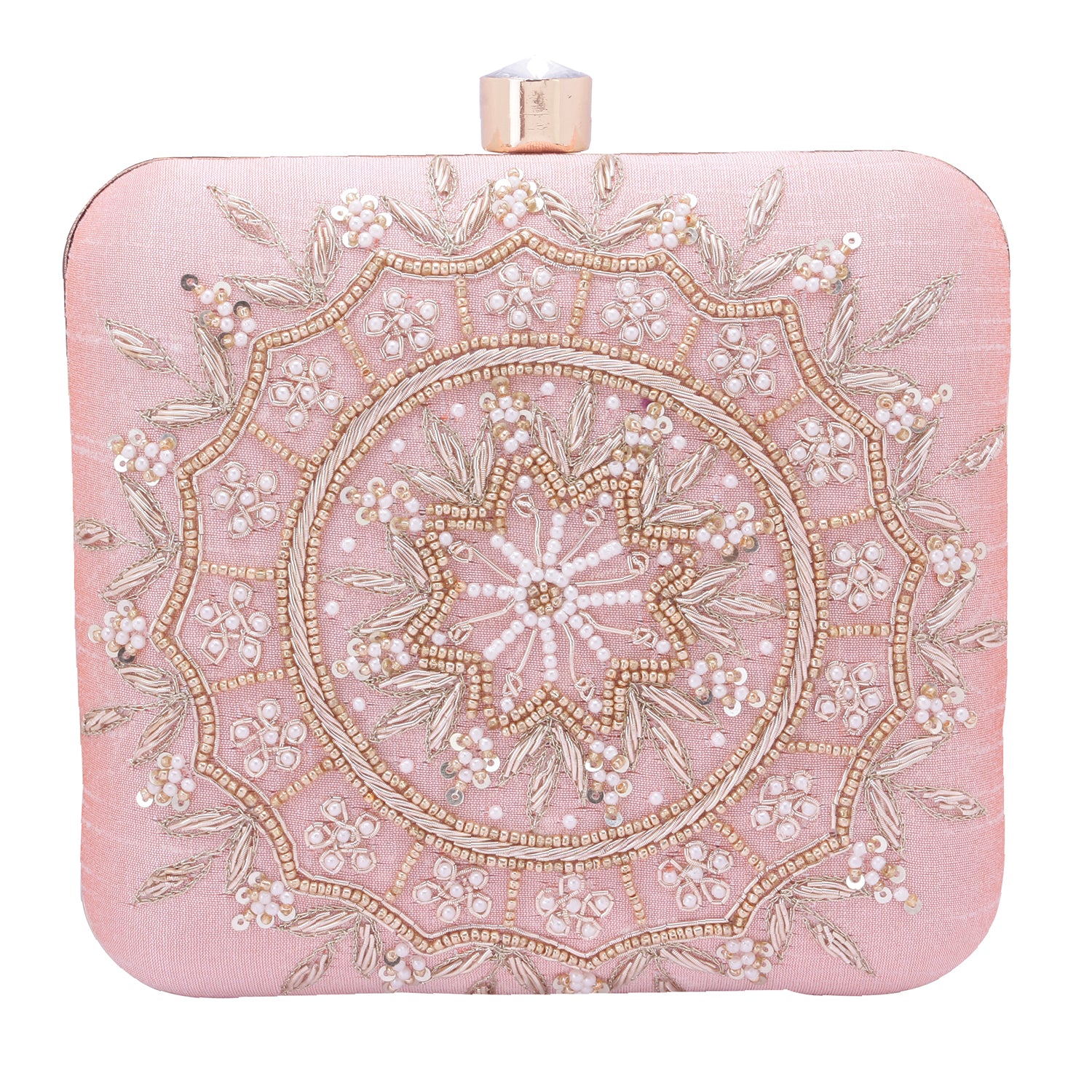 embroidered square clutch