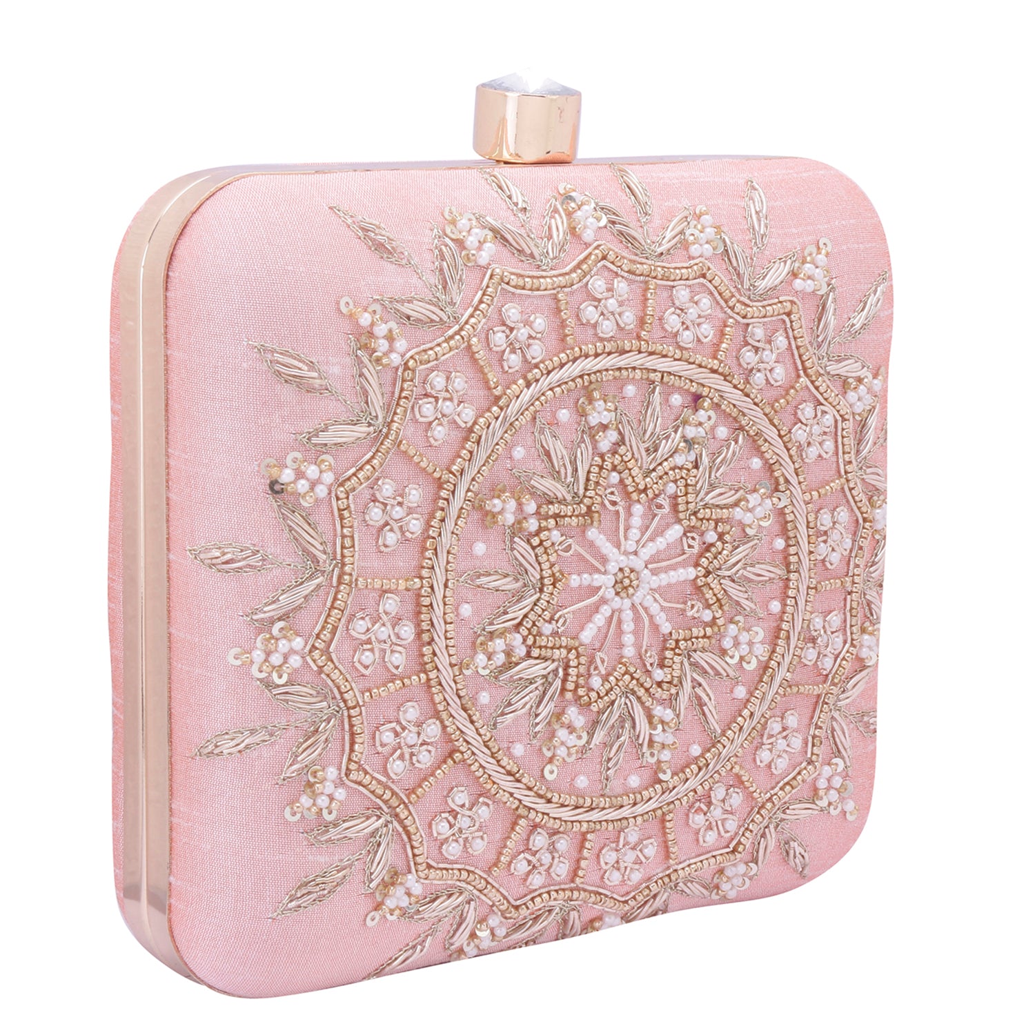 embroidered square clutch
