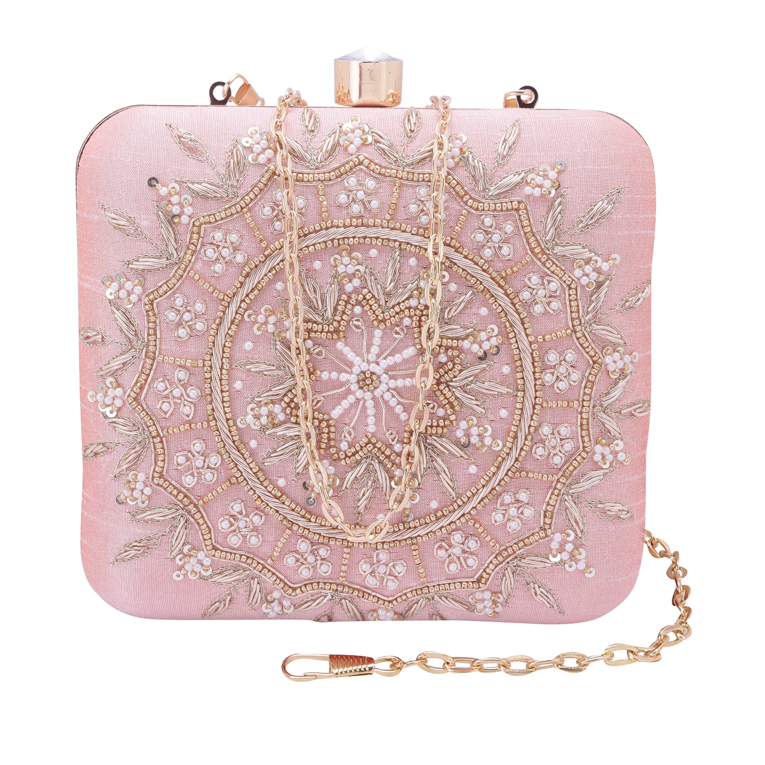 embroidered square clutch