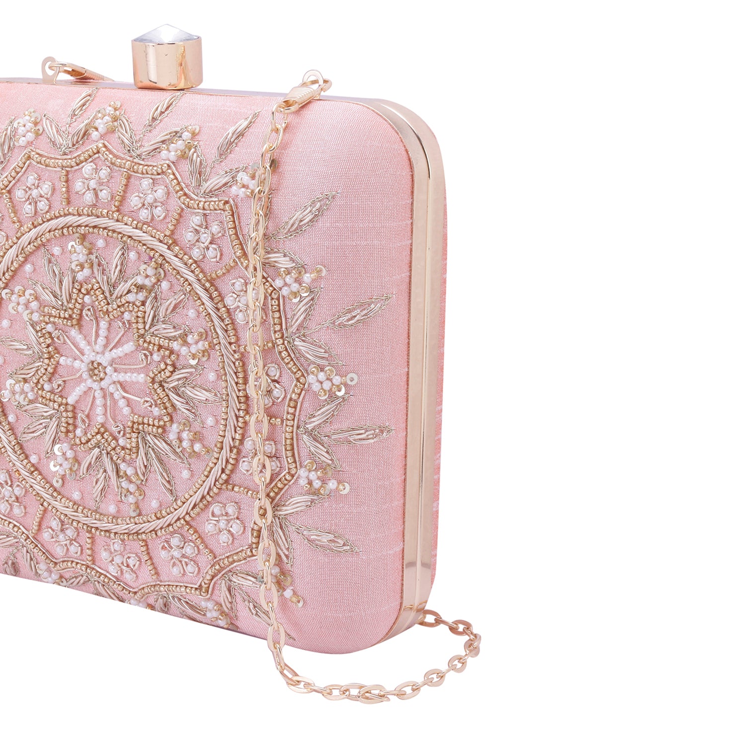 embroidered square clutch