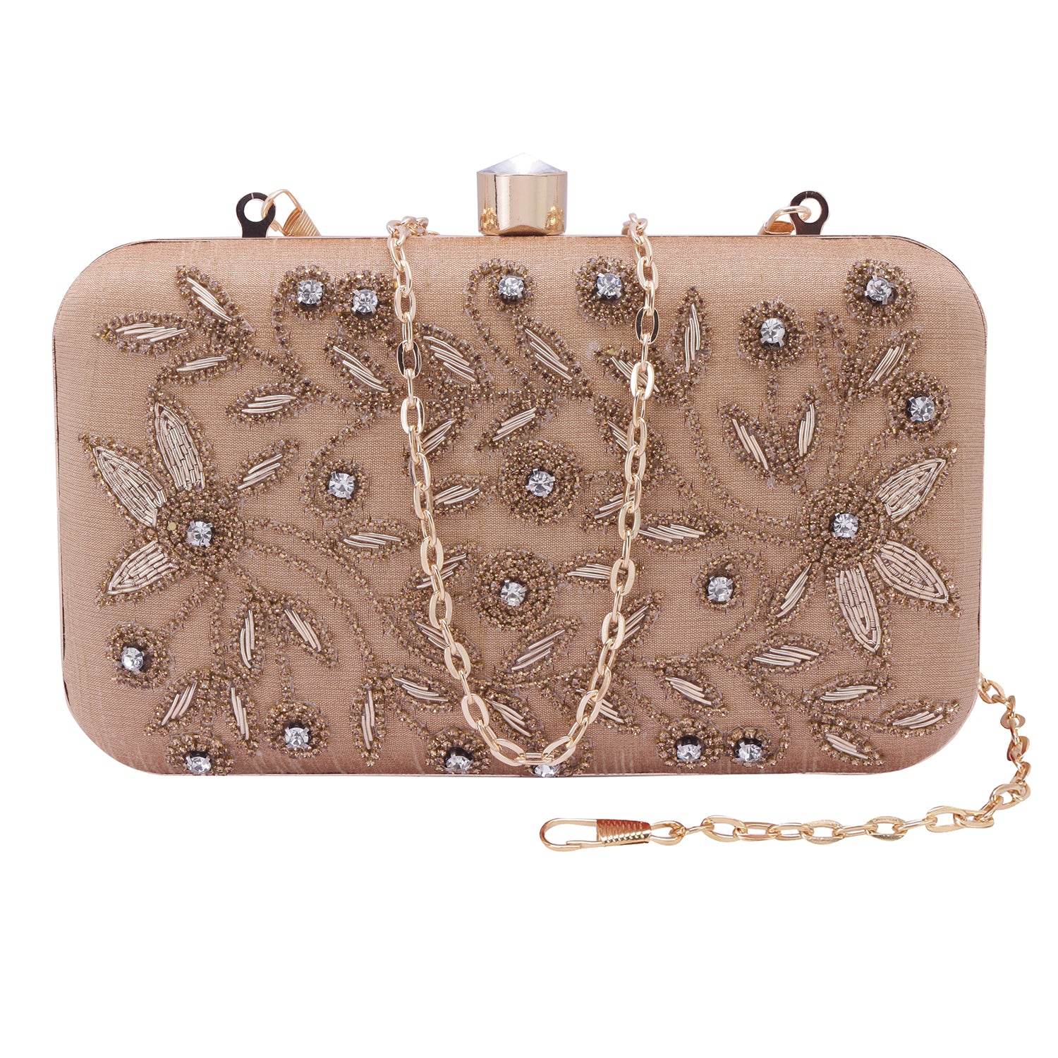 gold embroidery clutch