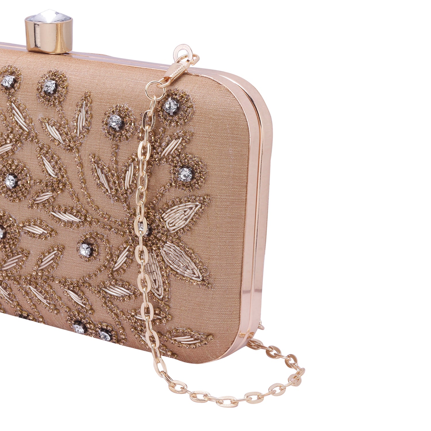 gold embroidery clutch