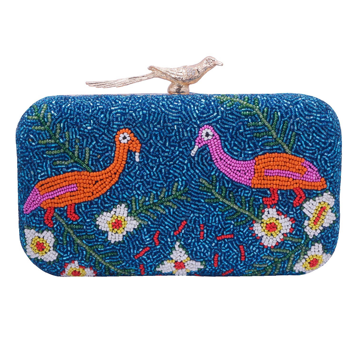 duck design embroidered clutch