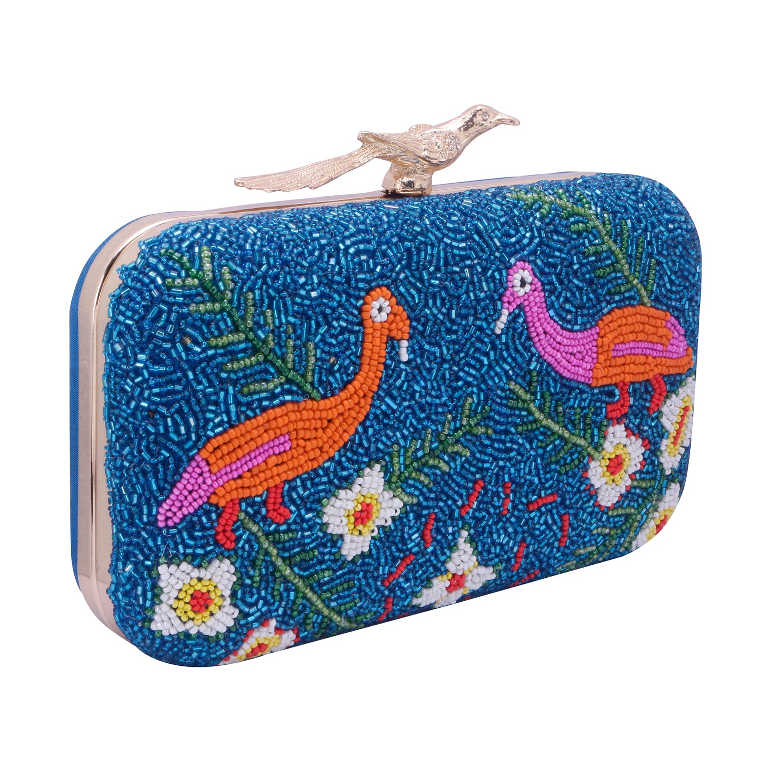 duck design embroidered clutch
