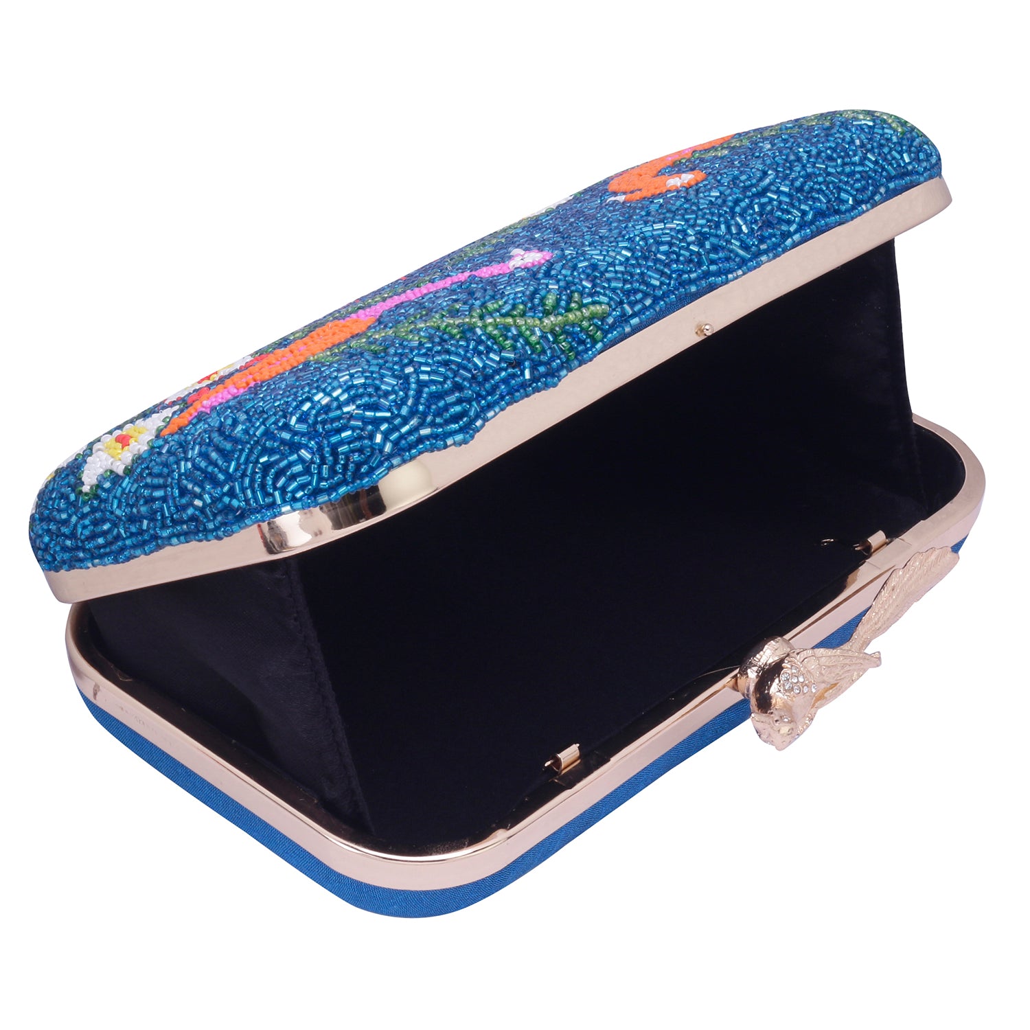duck design embroidered clutch