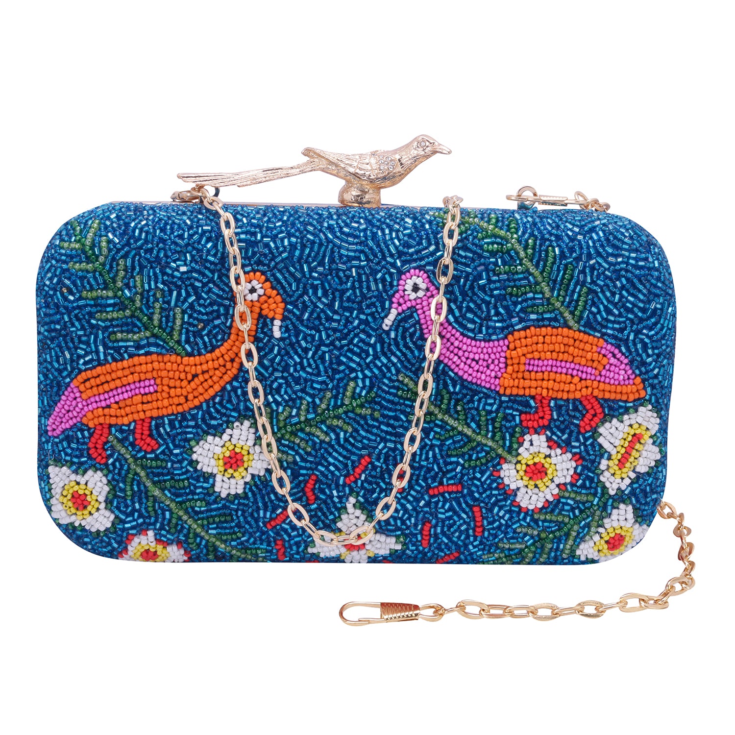 duck design embroidered clutch