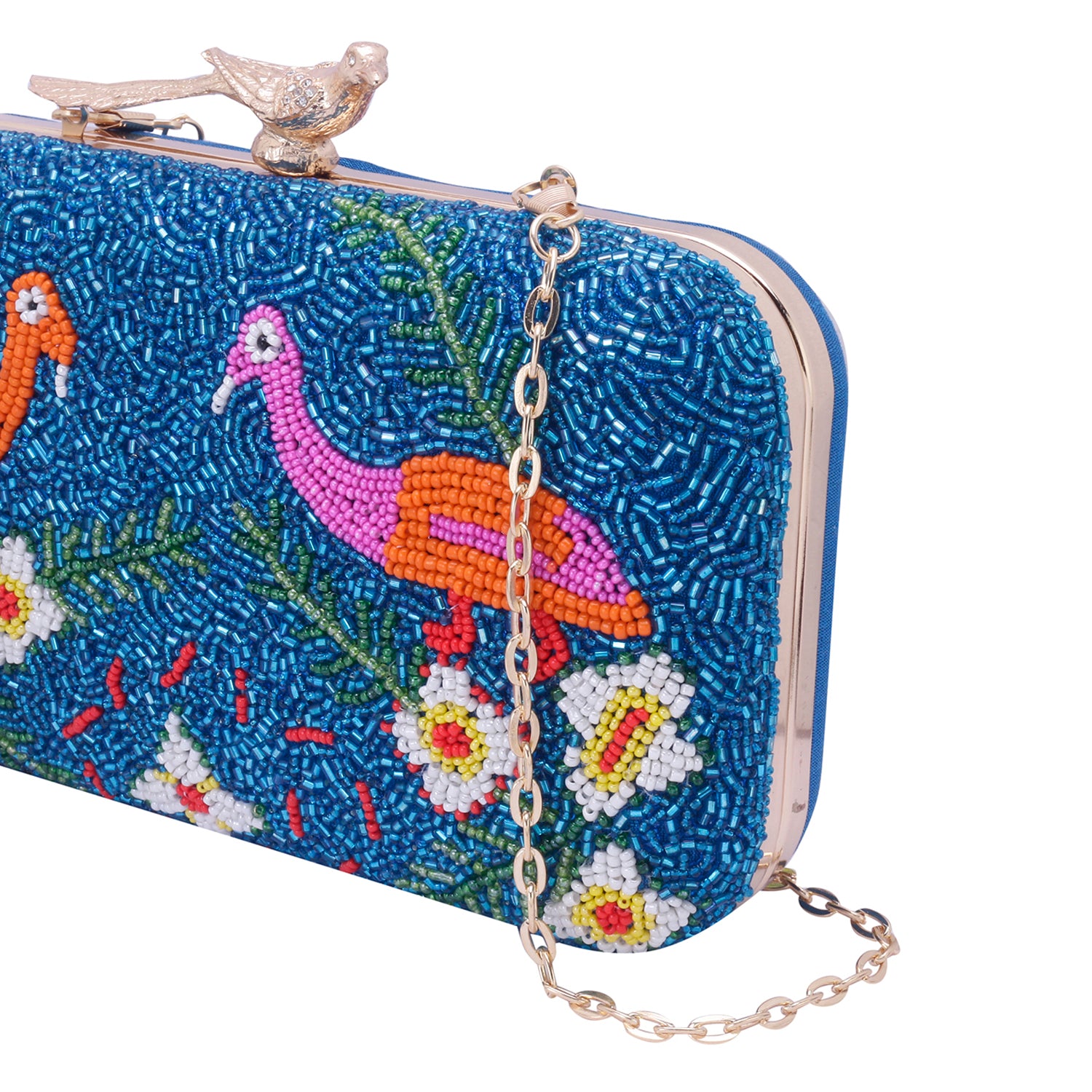 duck design embroidered clutch