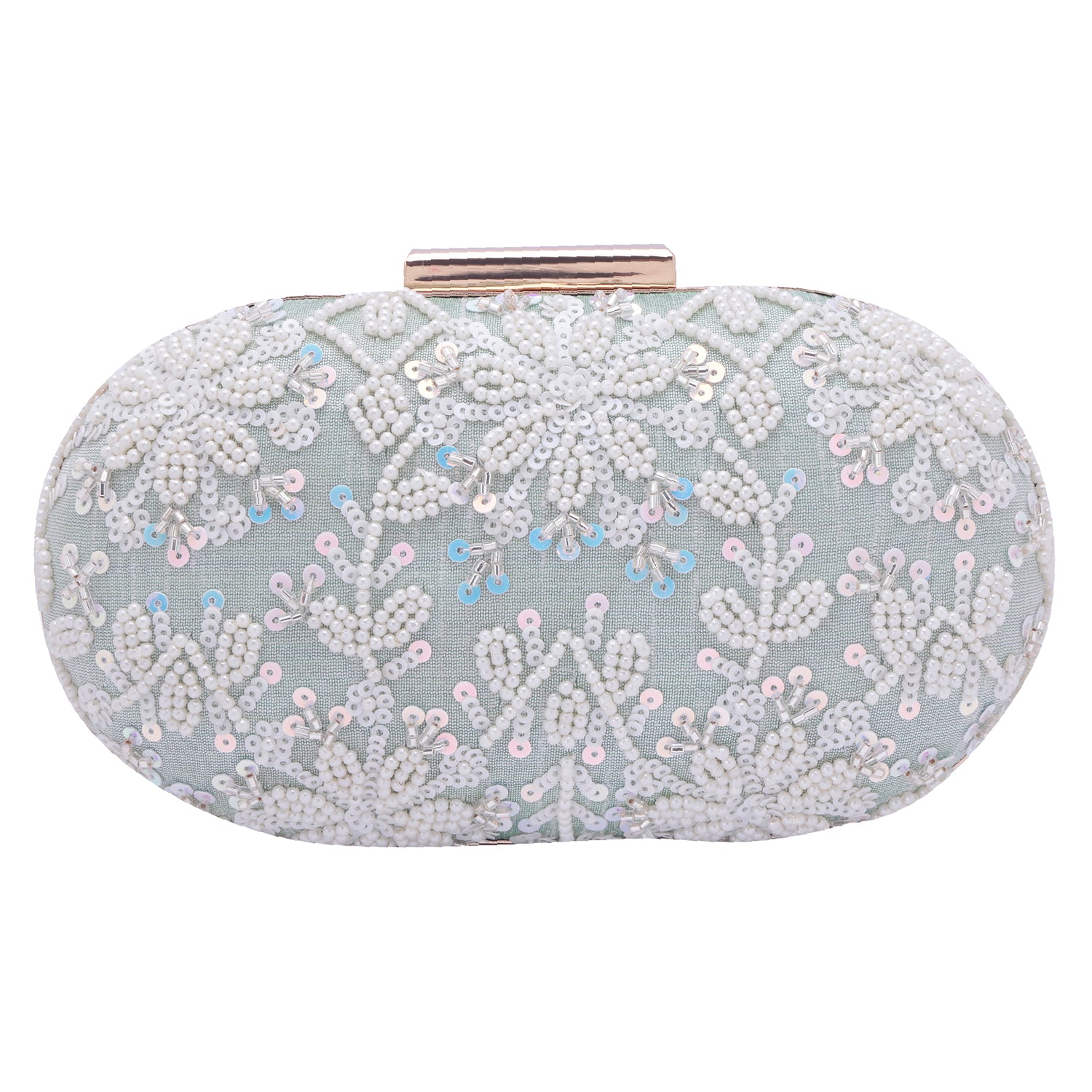 mint green oval clutch