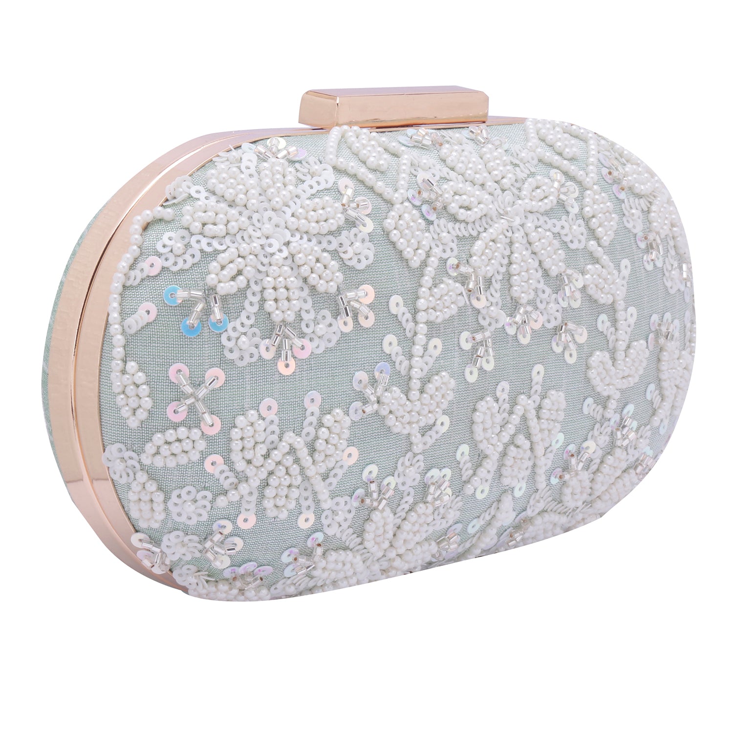 mint green oval clutch
