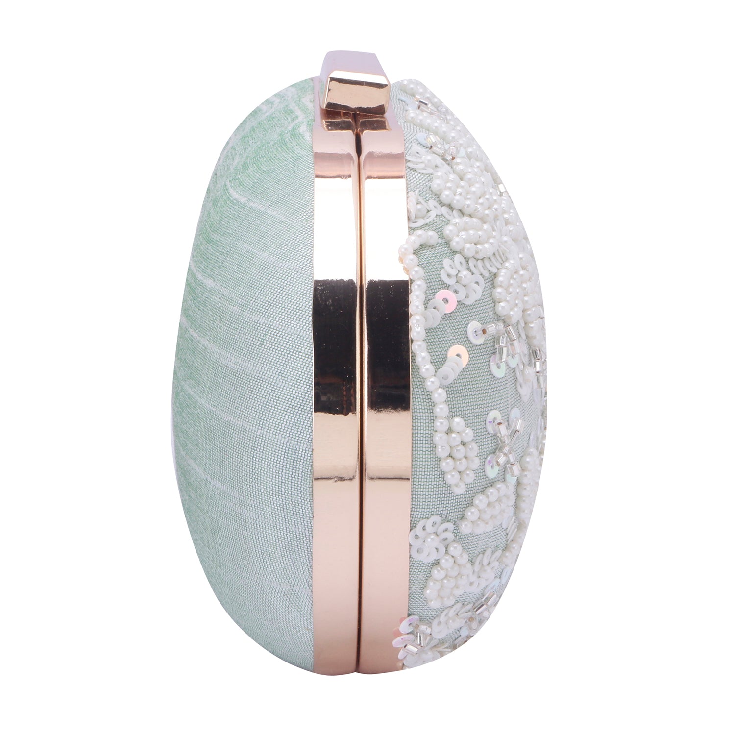 mint green oval clutch