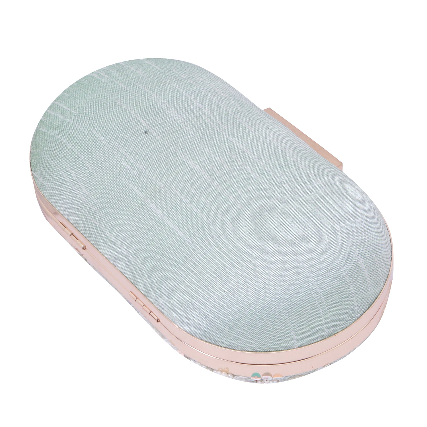 mint green oval clutch