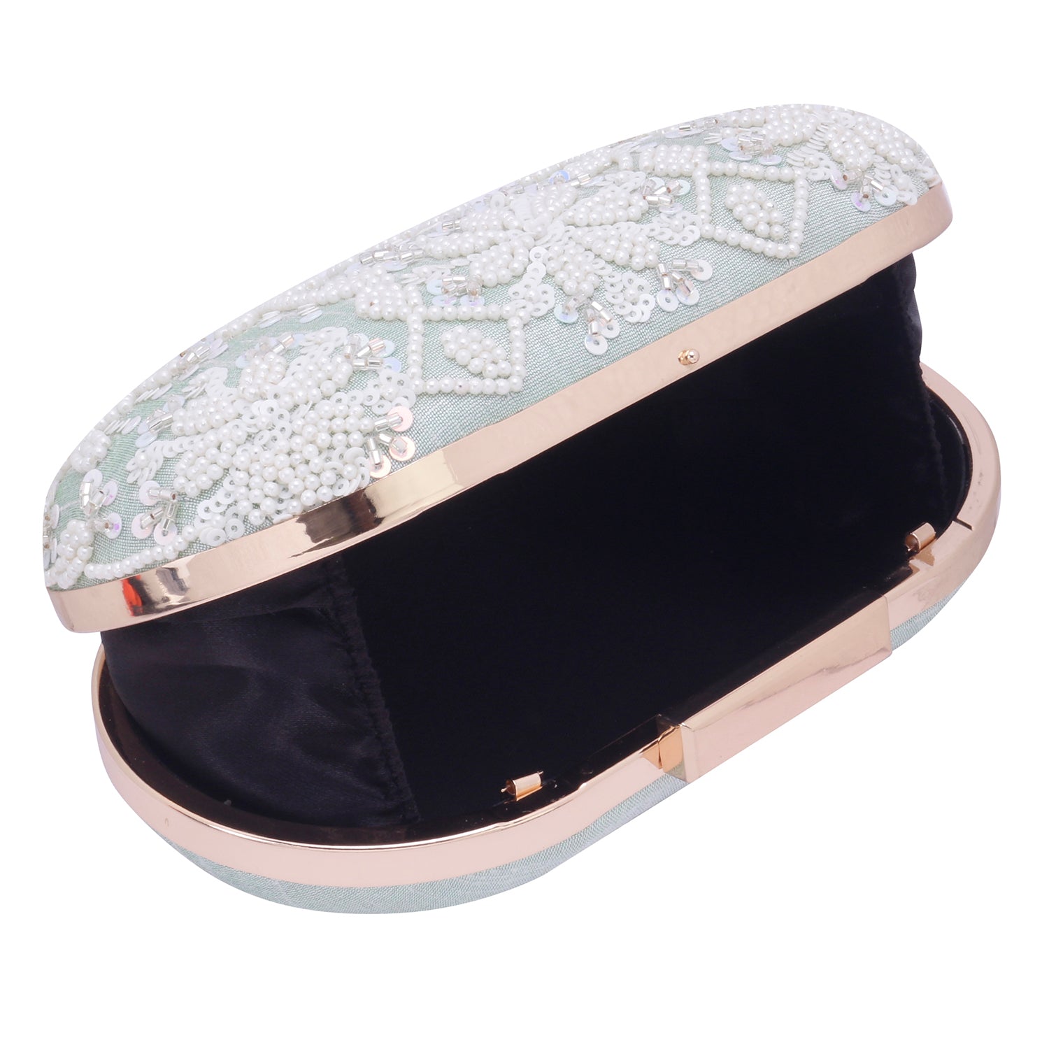mint green oval clutch