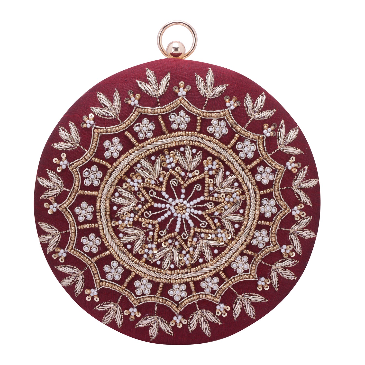 marron round clutch