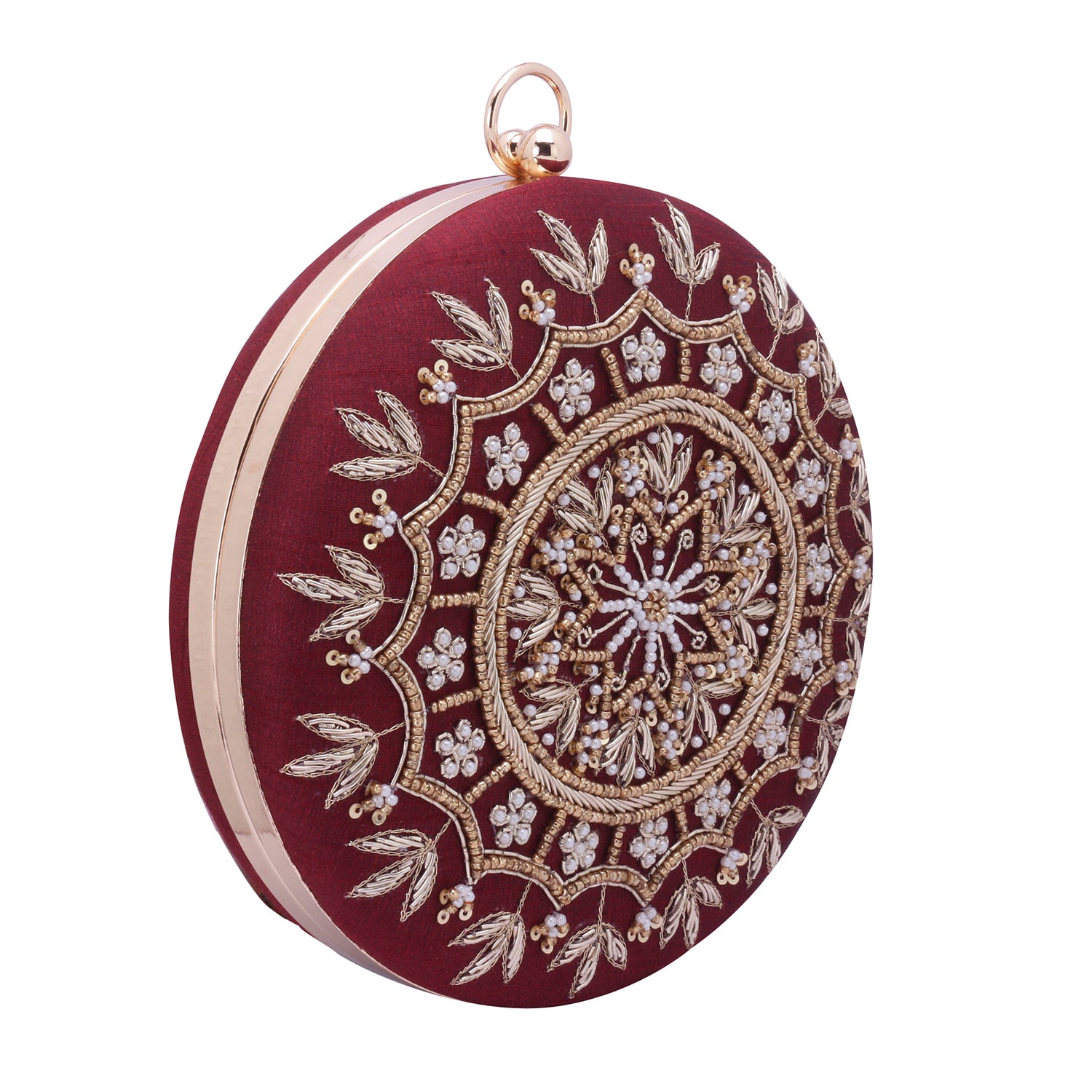 marron round clutch