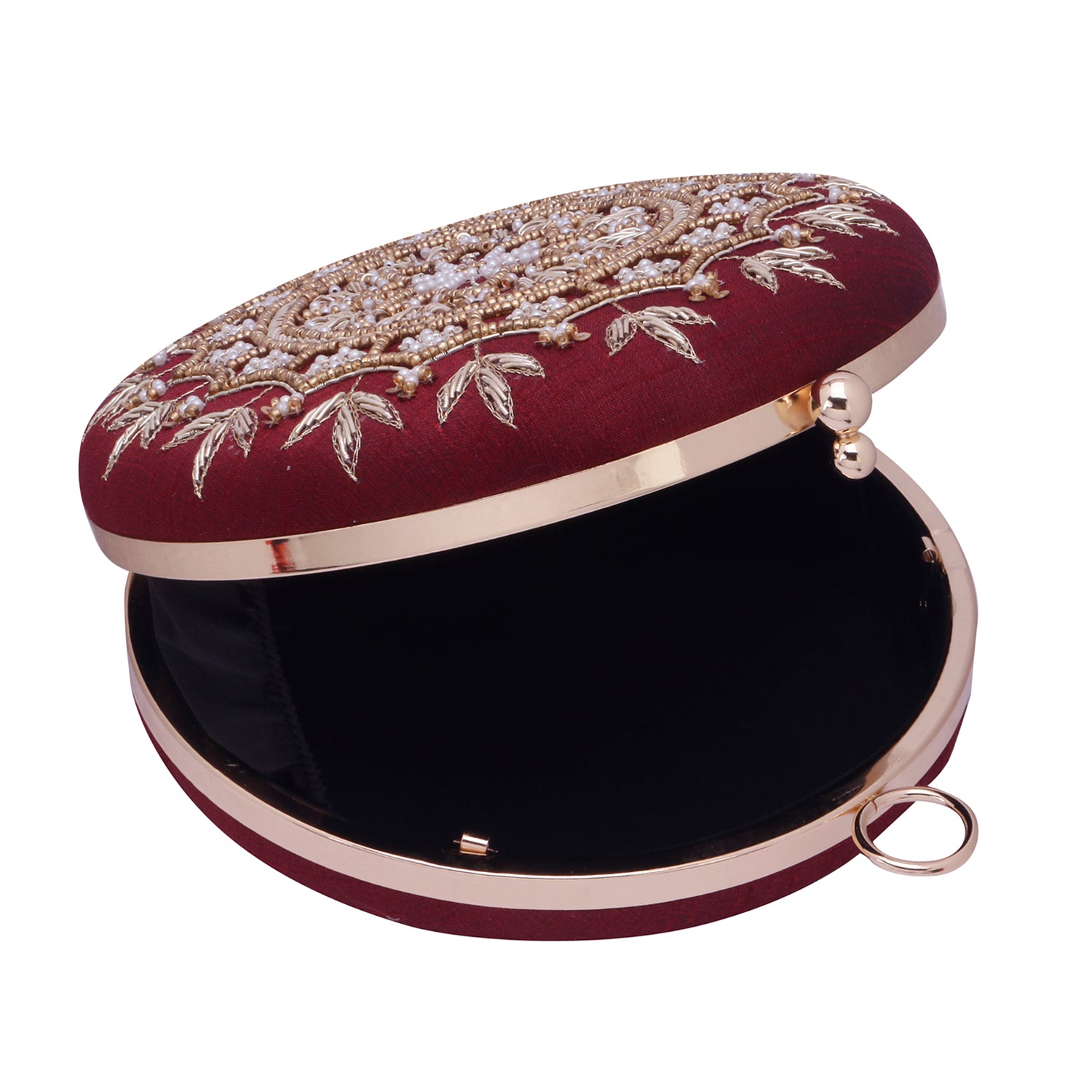 marron round clutch