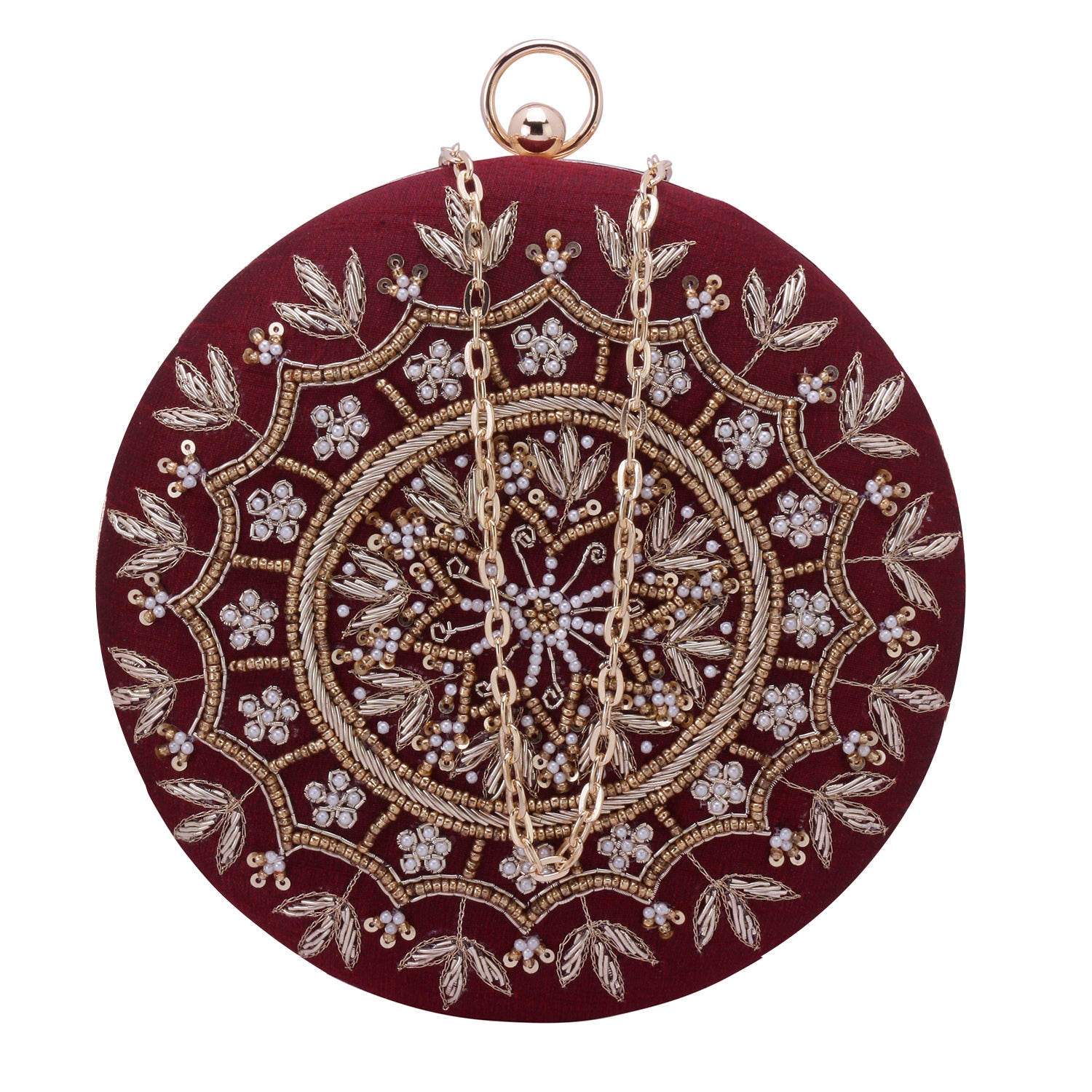 marron round clutch