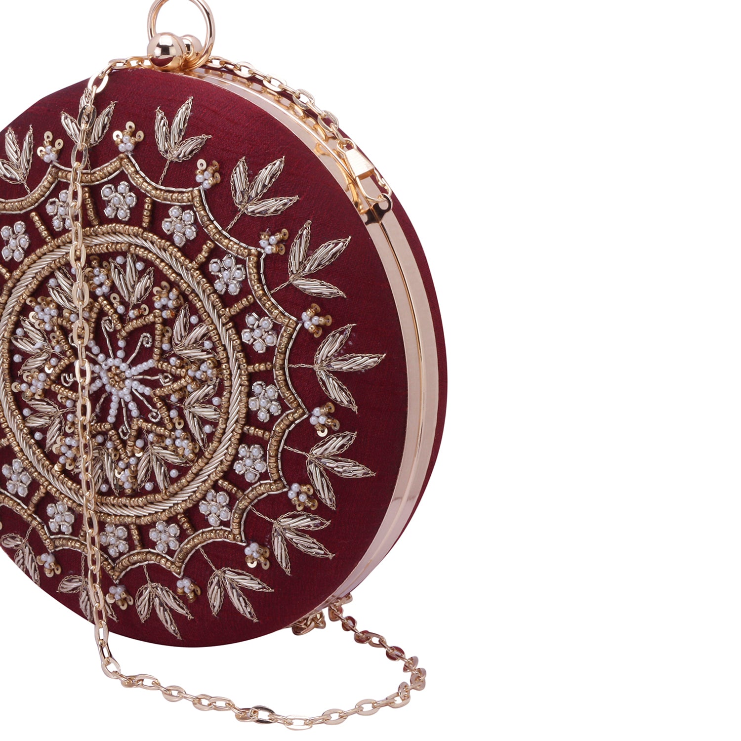marron round clutch