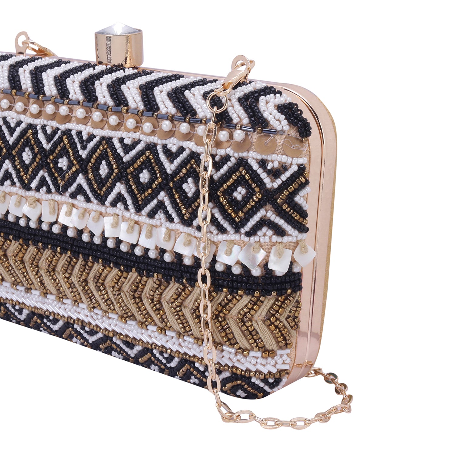 black adorn embroidery clutch