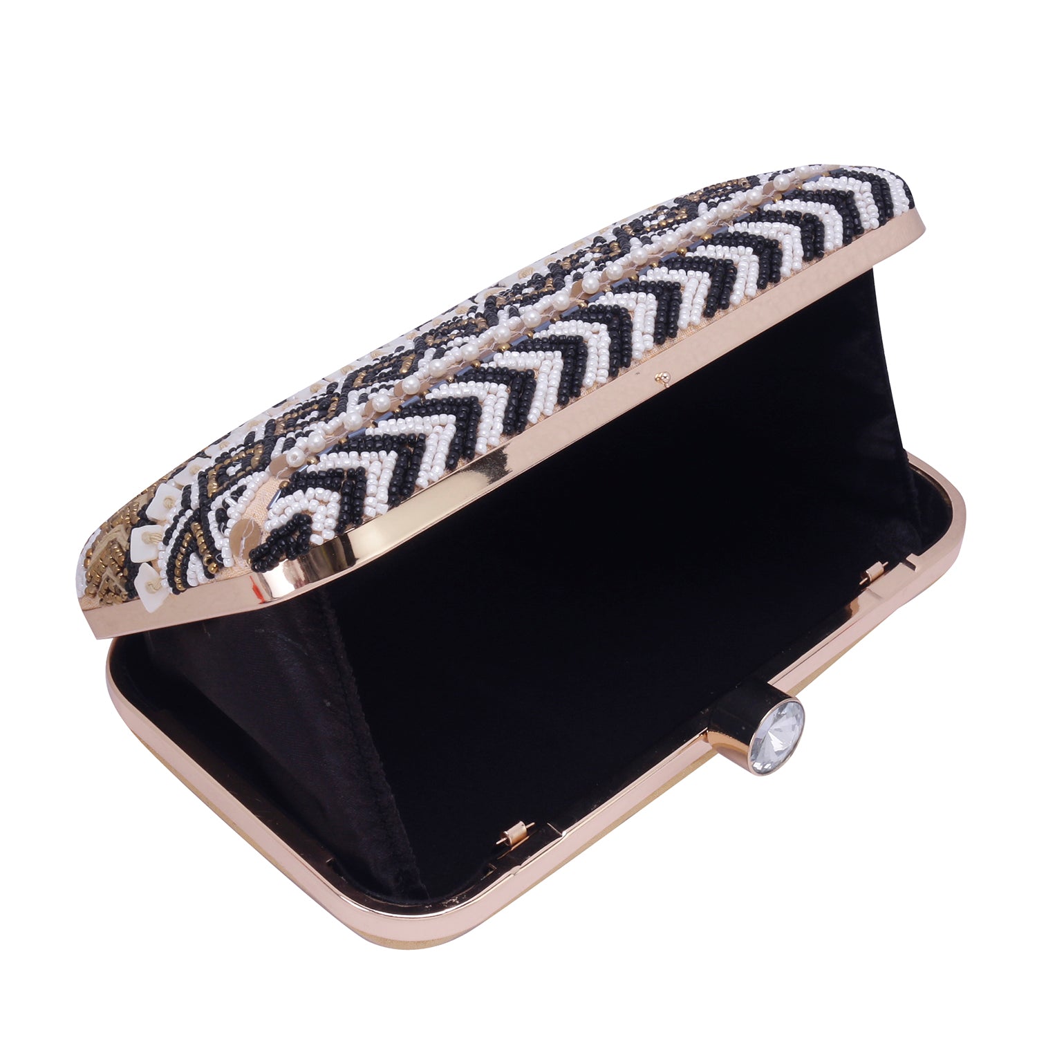 black adorn embroidery clutch